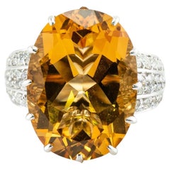 Enzo Citrine Diamond Ring 18K White Gold Cocktail