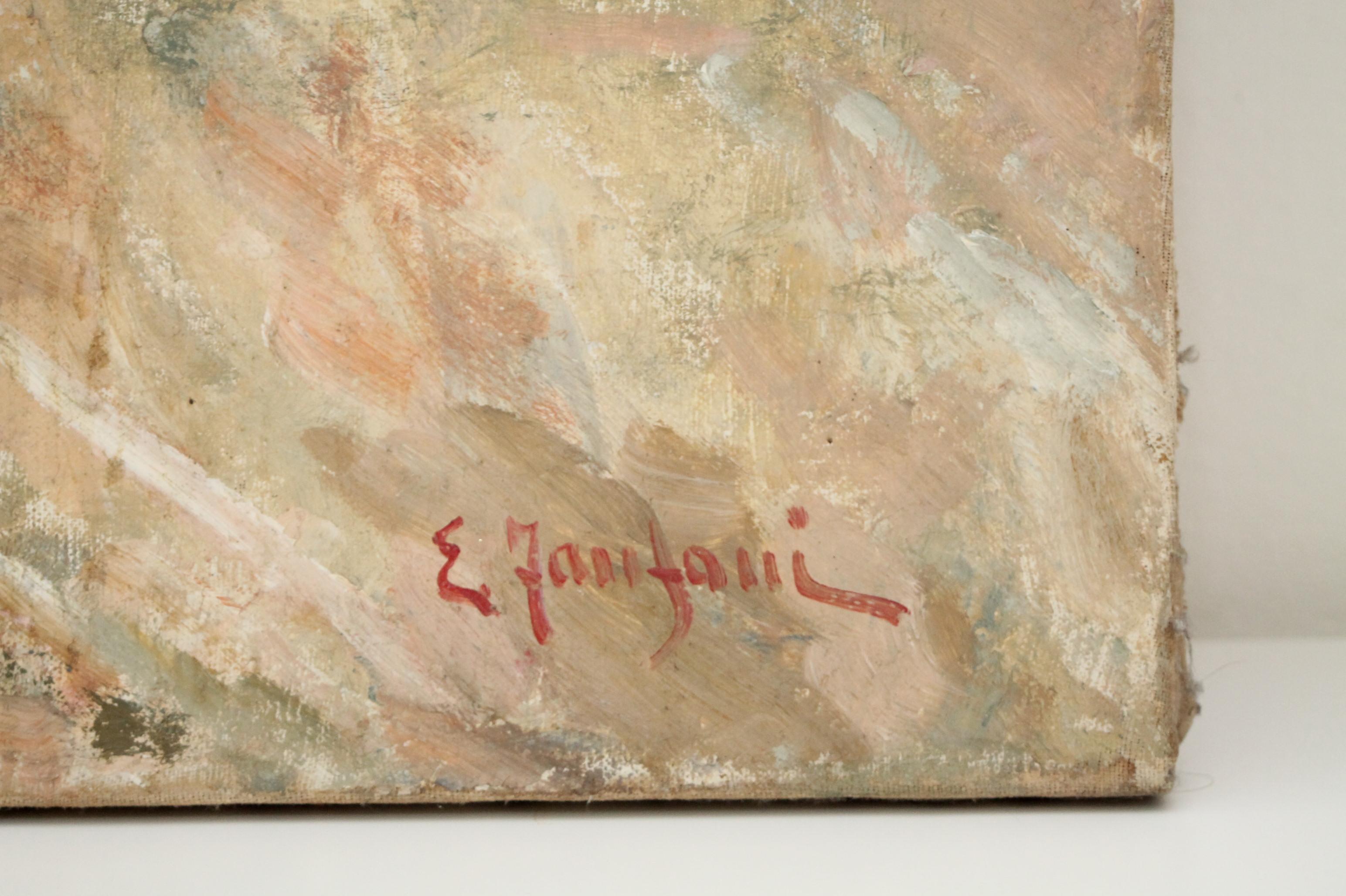 Milieu du XXe siècle Enzo Fanfani (1911-1988) Huile sur toile signée, 86x70cm / Non encadrée, circa 1950. en vente