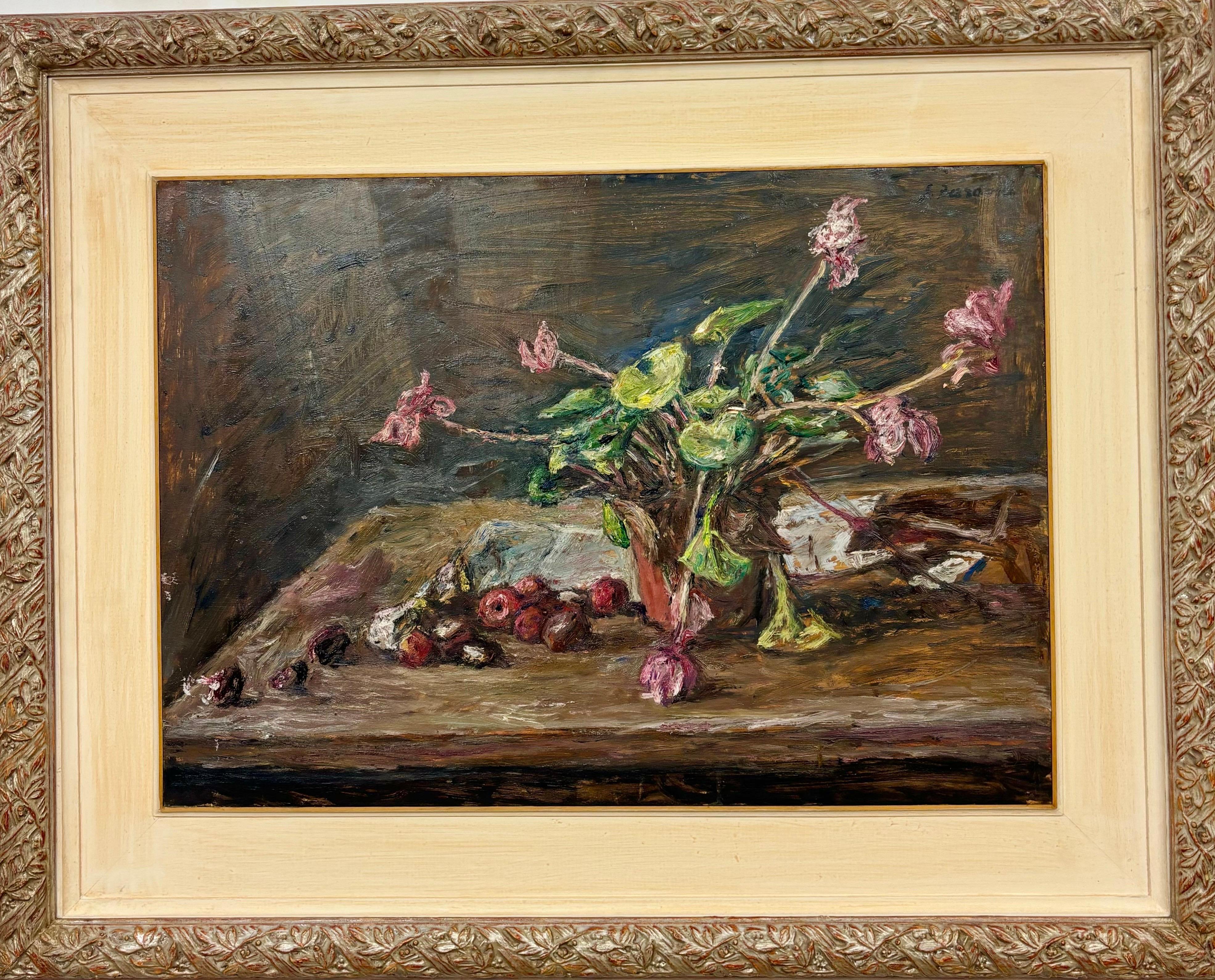 "Naturamorta con fiori " cm. 70 x 52 Olio su tavola di legno  1970 ca