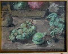 Still Life in Green with Grapes, Plums, Pears, and Mushroom, Enzo Faraoni
