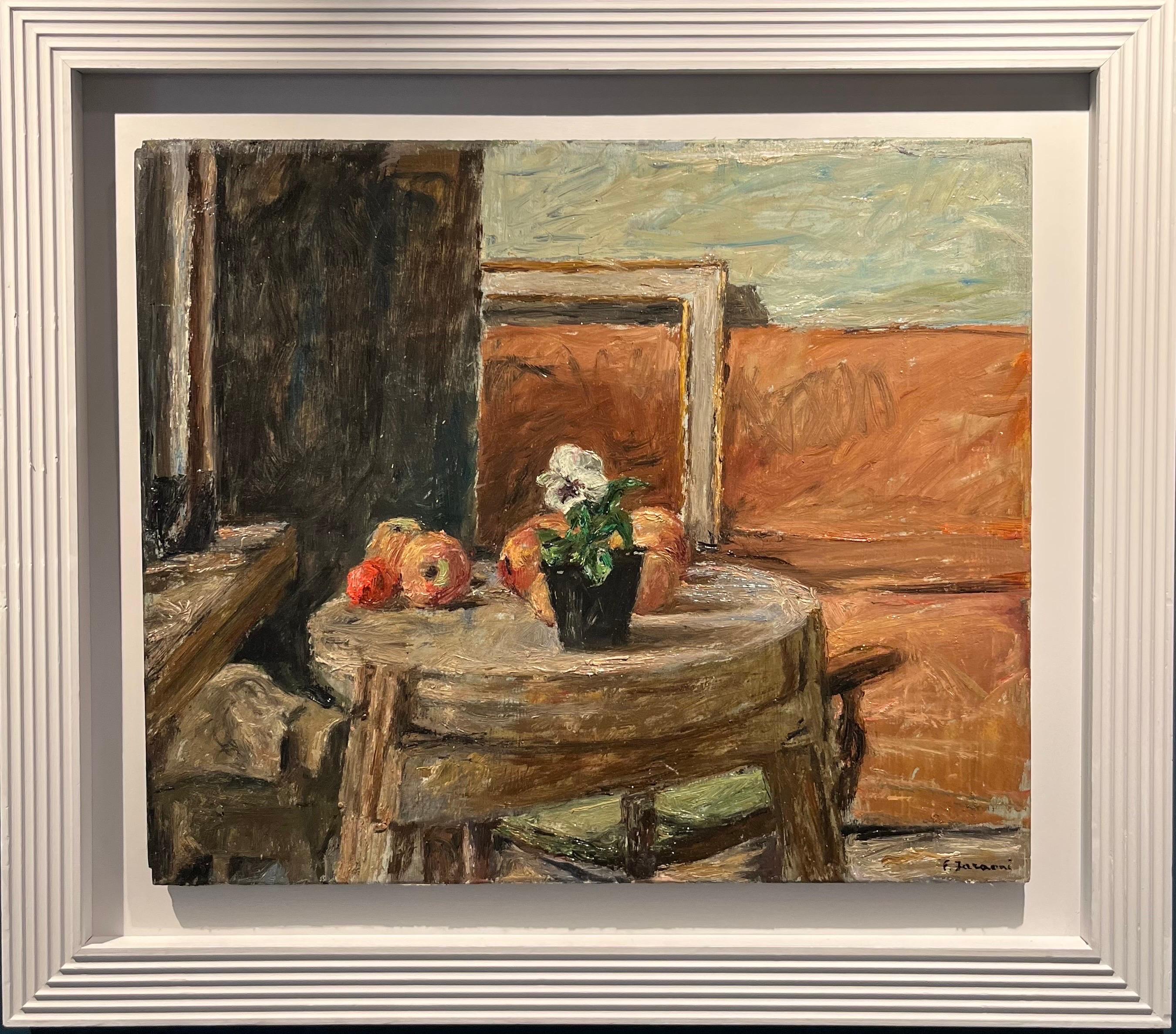 Enzo FARAONI Still-Life Painting - Still life, oil, cm. 63 x 52 1970 ca