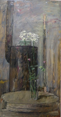 White flowers" " Oil   cm. 40 x 73 1970