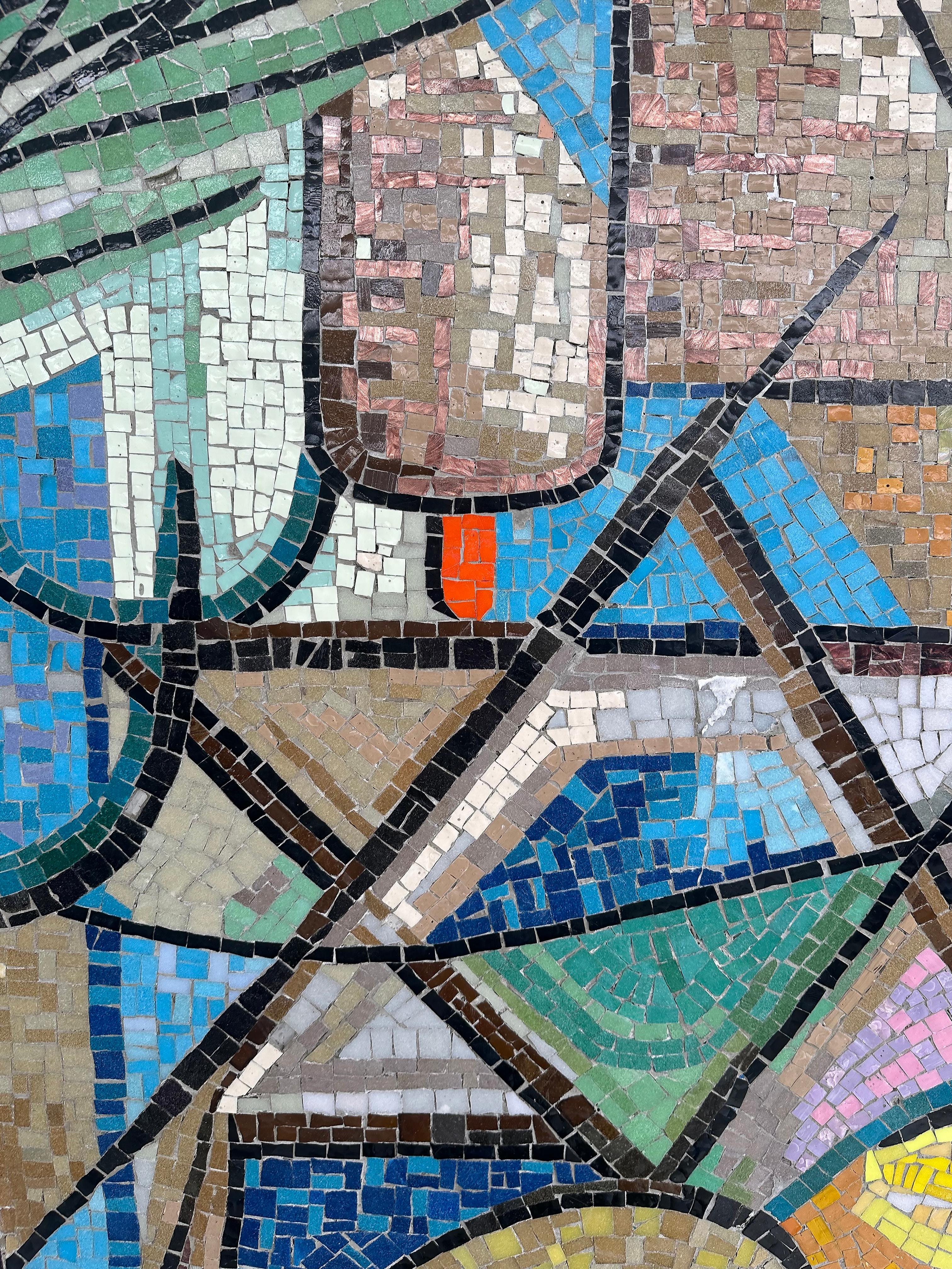 American Enzo Gallo Monumental Marble Stone Mosaic Wall Sculpture For Sale