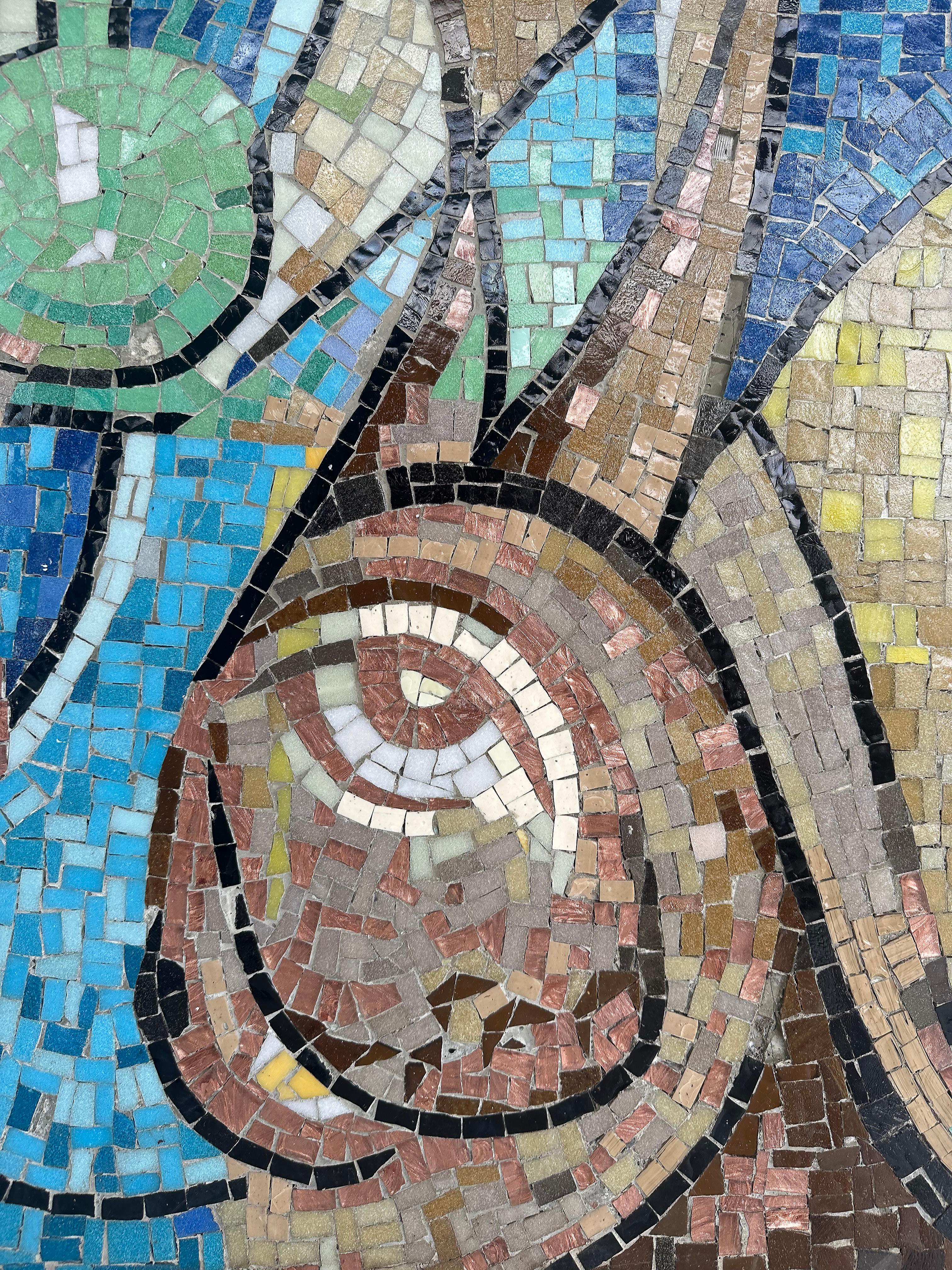 Enzo Gallo Monumental Marble Stone Mosaic Wall Sculpture In Good Condition For Sale In Miami, FL