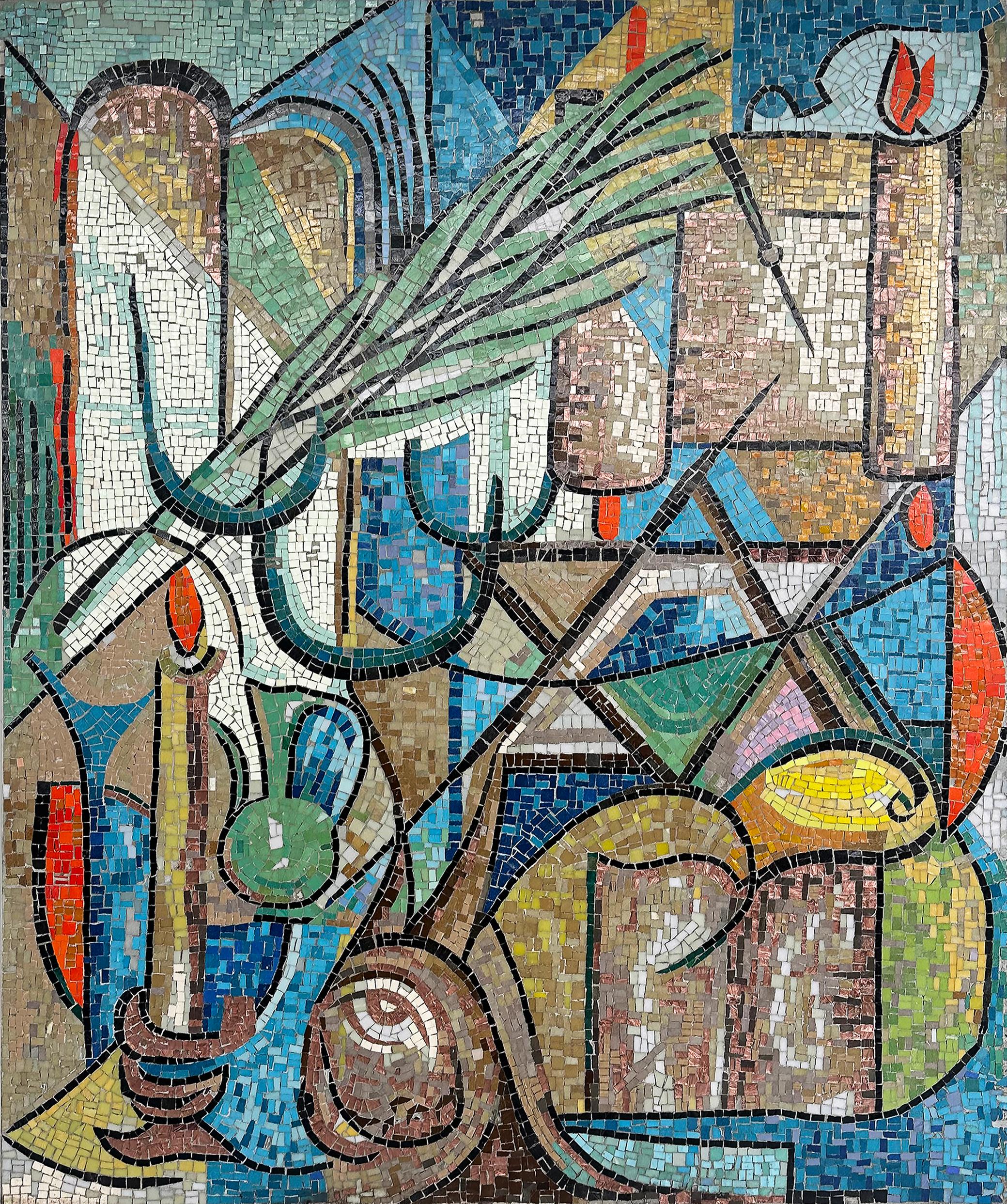Enzo Gallo Monumental Marble Stone Mosaic Wall Sculpture For Sale 2