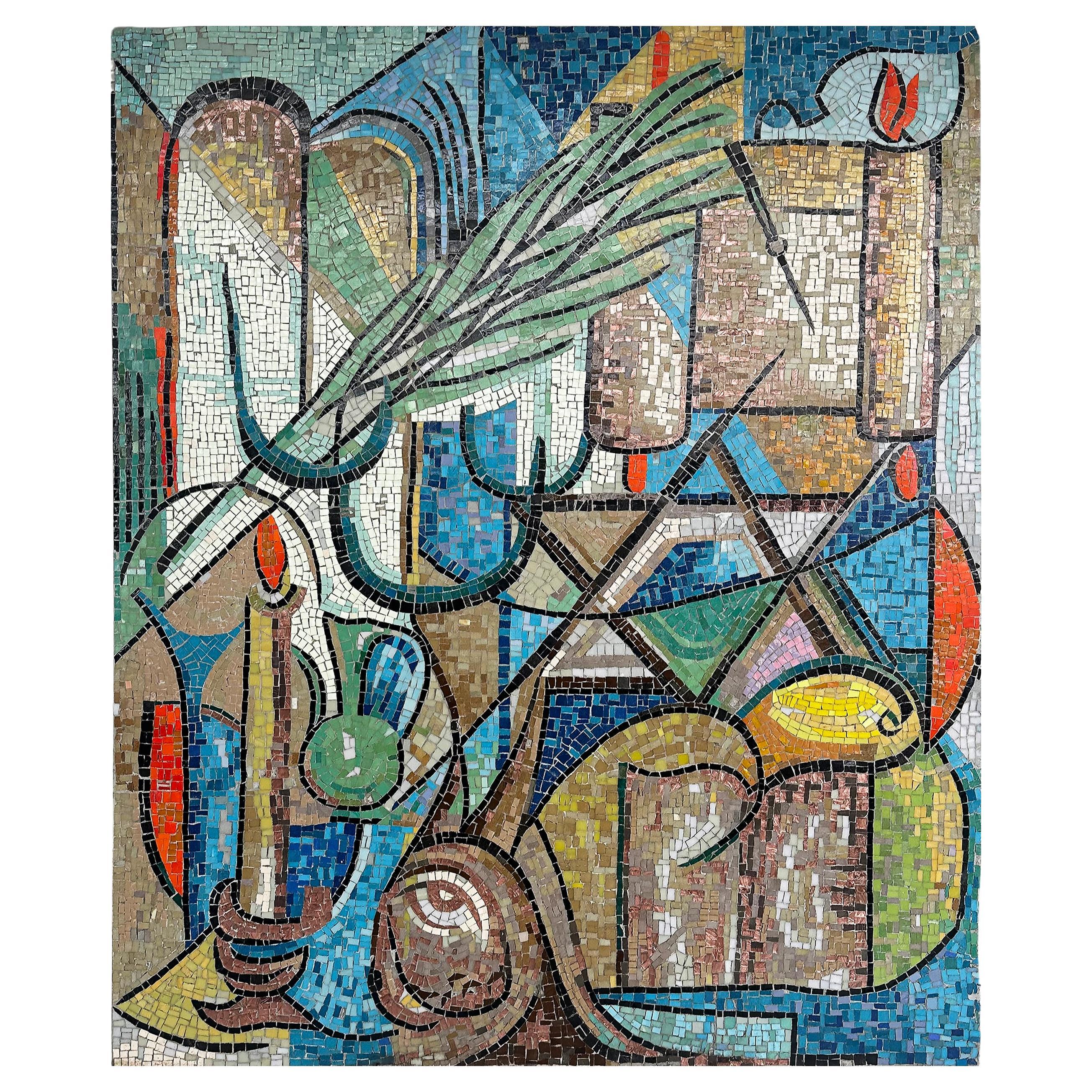 Enzo Gallo Monumental Marble Stone Mosaic Wall Sculpture