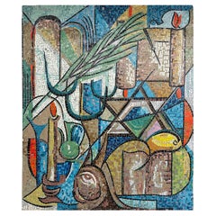 Enzo Gallo Monumentale scultura da parete in mosaico di pietra di marmo