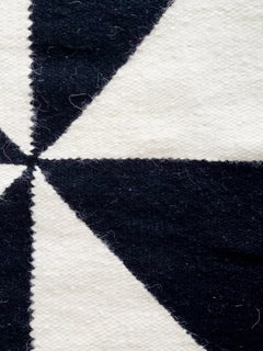 Cream and Black Runner Handwoven Rug 2.5'x6'
