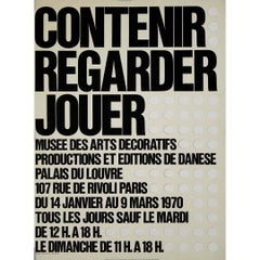 Retro 1970 original exhibition poster by Enzo Mari Contenir Regarder Jouer