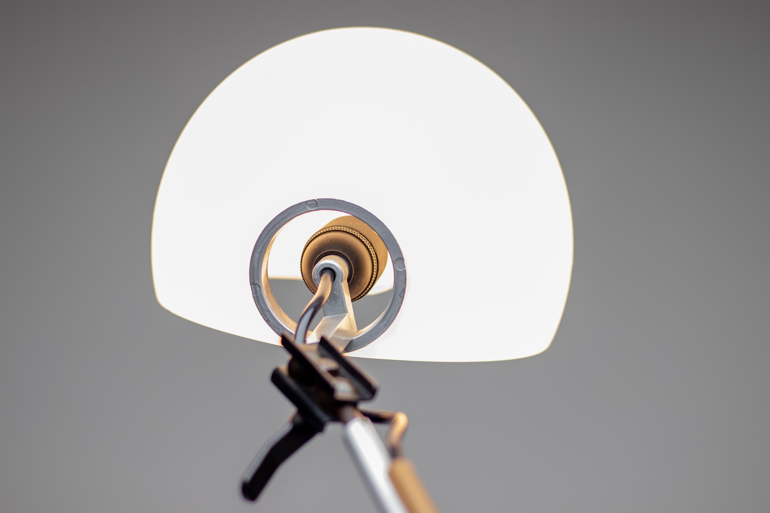 Lampadaire Aggregato conçu par Enzo Mari et G. Fassina pour Artemide.
Les doubles articulations à rotule intelligentes rendent ce lampadaire très polyvalent et facile à utiliser. 
La hauteur de 200 cm correspond à l'extension complète de la lampe,