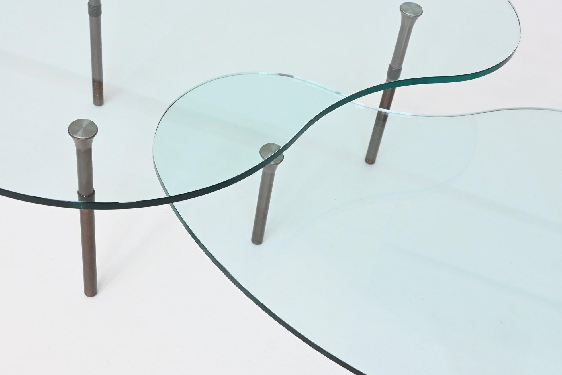 Enzo Mari “Ambo” pair of coffee tables glass Zanotta Italy 1987 3