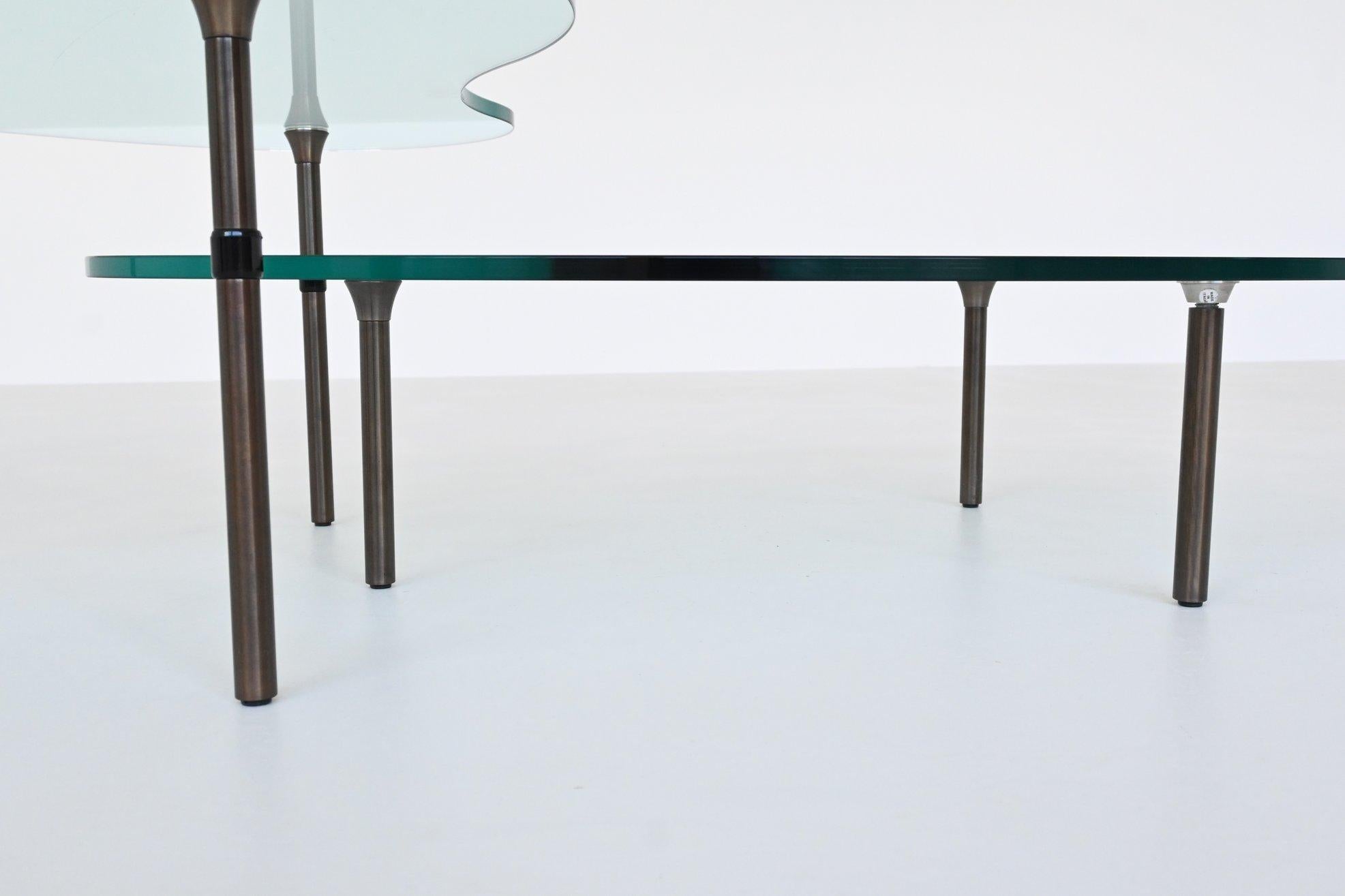 Enzo Mari “Ambo” pair of coffee tables glass Zanotta Italy 1987 4