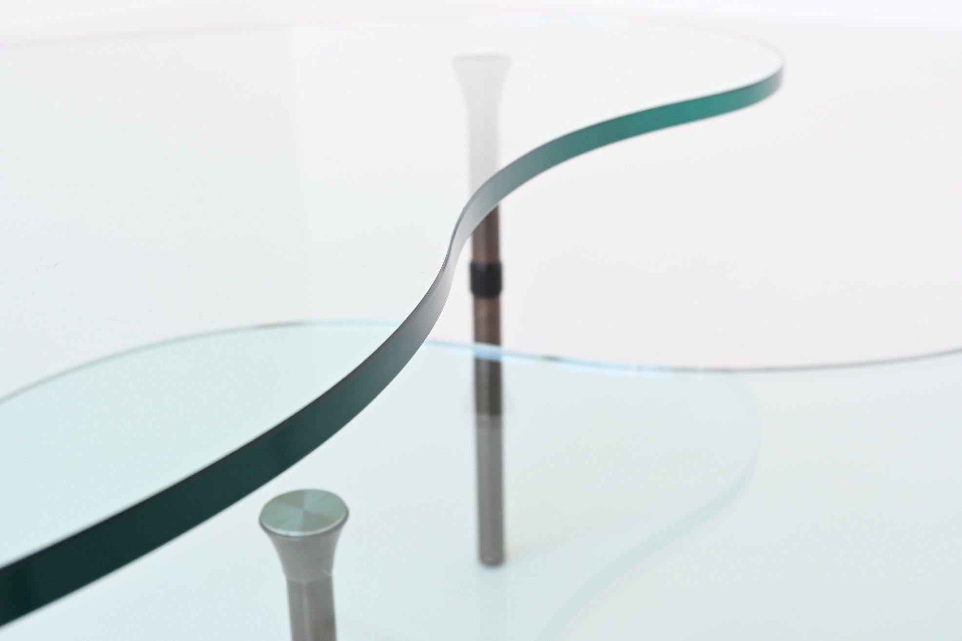 Enzo Mari “Ambo” pair of coffee tables glass Zanotta Italy 1987 6