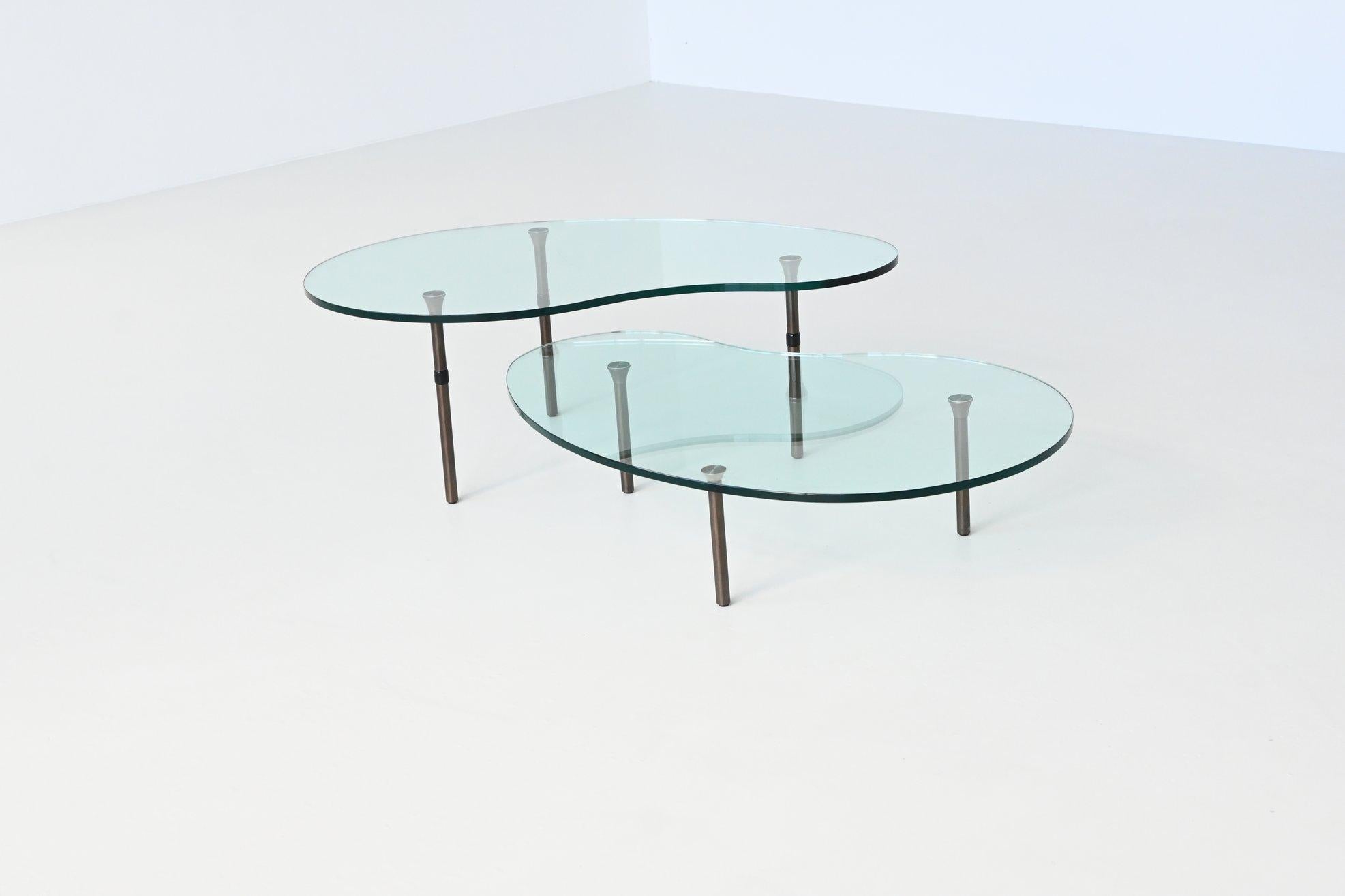 Italian Enzo Mari “Ambo” pair of coffee tables glass Zanotta Italy 1987