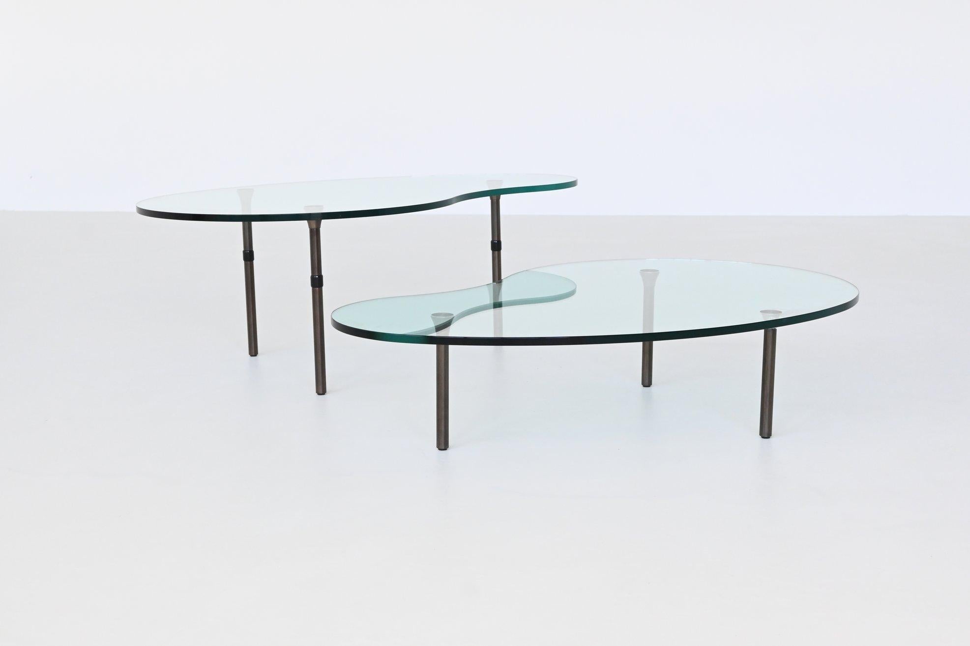 Late 20th Century Enzo Mari “Ambo” pair of coffee tables glass Zanotta Italy 1987