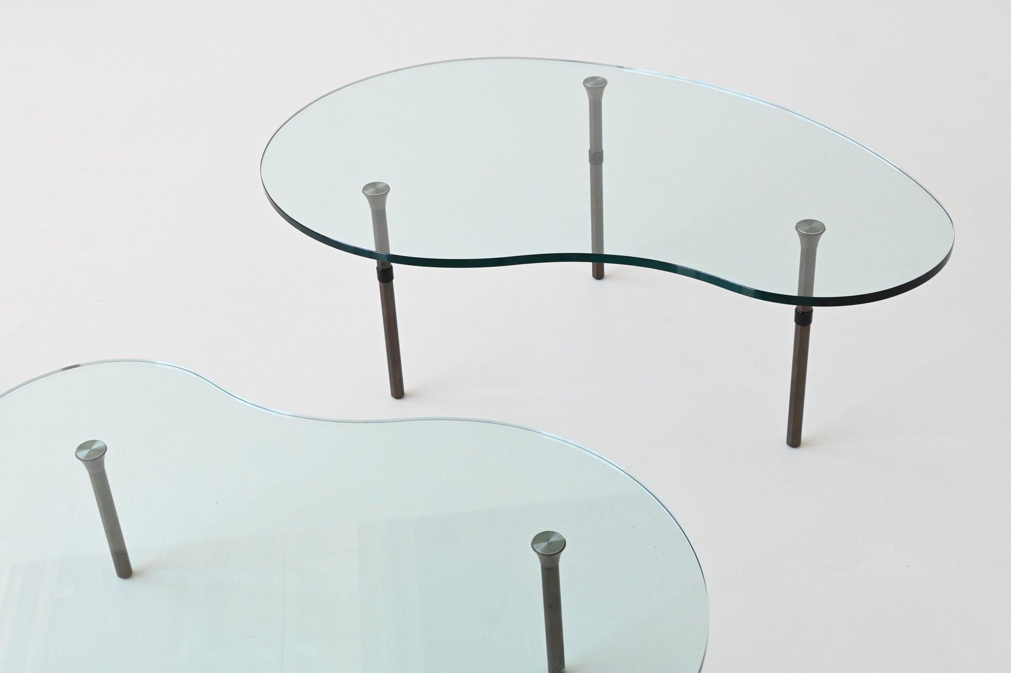 Enzo Mari “Ambo” pair of coffee tables glass Zanotta Italy 1987 1