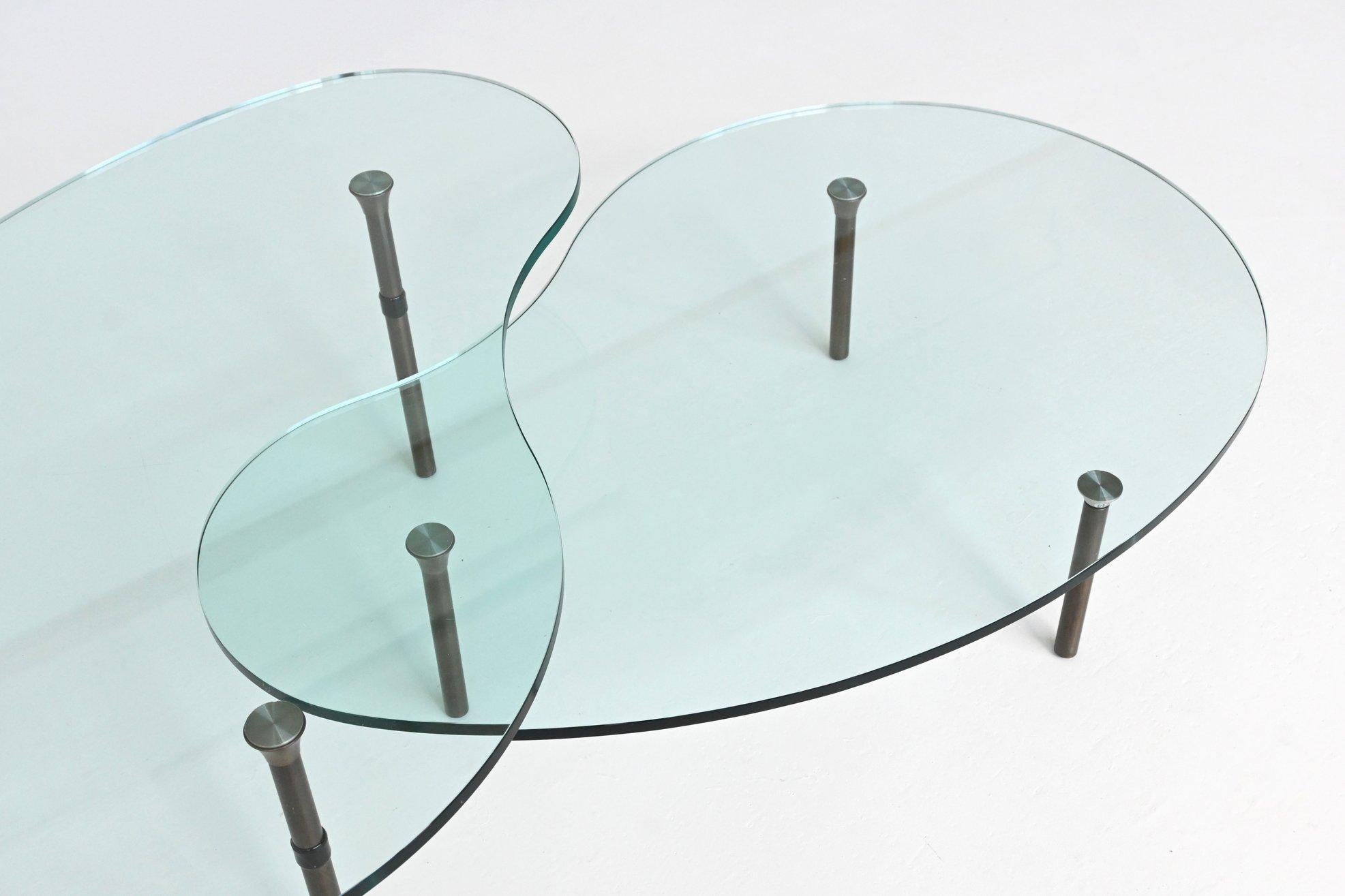 Enzo Mari “Ambo” pair of coffee tables glass Zanotta Italy 1987 2