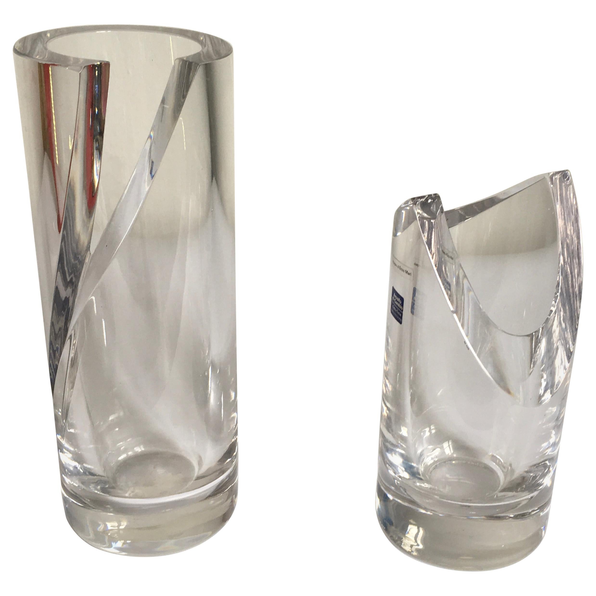 sigaret Rondsel twist Enzo Mari Modern Italian Athena Crystal Vases for Arnolfo di Cambio, Italy  For Sale at 1stDibs