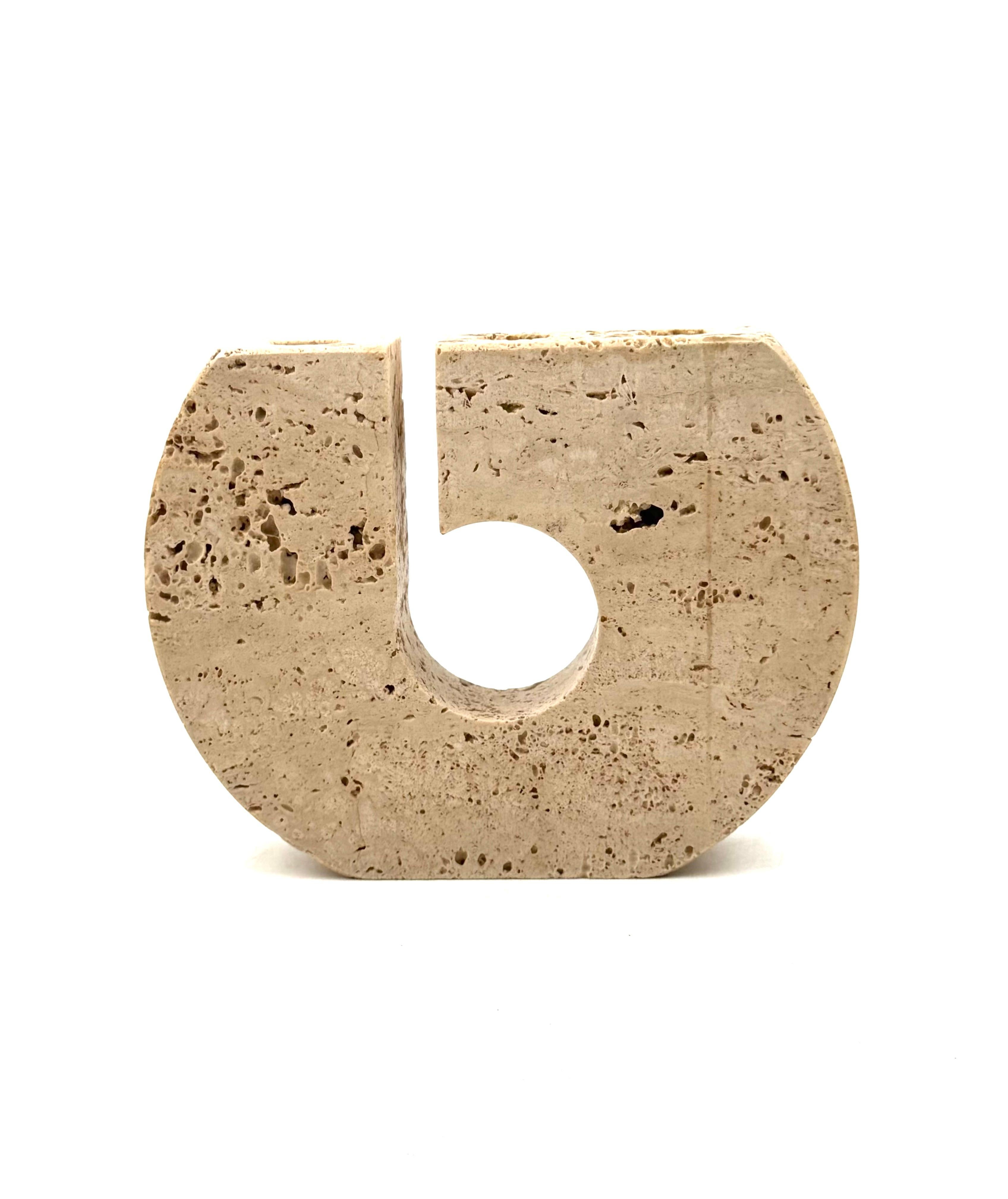 Enzo Mari, brutalist travertine candle holder, Fratelli Mannelli Italy 1970s im Angebot 6
