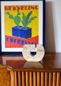 Enzo Mari, brutalist travertine candle holder, Fratelli Mannelli Italy 1970s