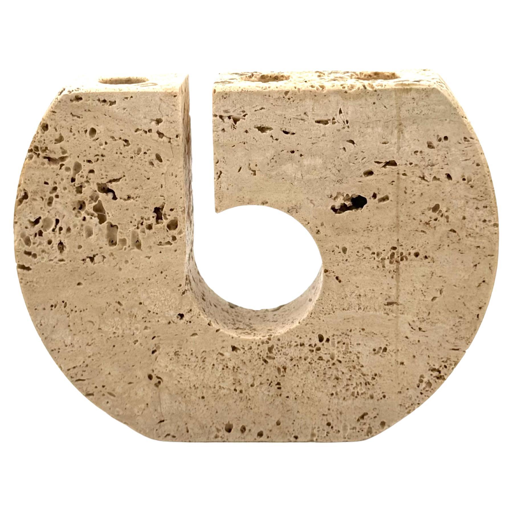 Enzo Mari, brutalist travertine candle holder, Fratelli Mannelli Italy 1970s