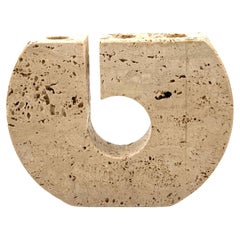 Enzo Mari, brutalist travertine candle holder, Fratelli Mannelli Italy 1970s