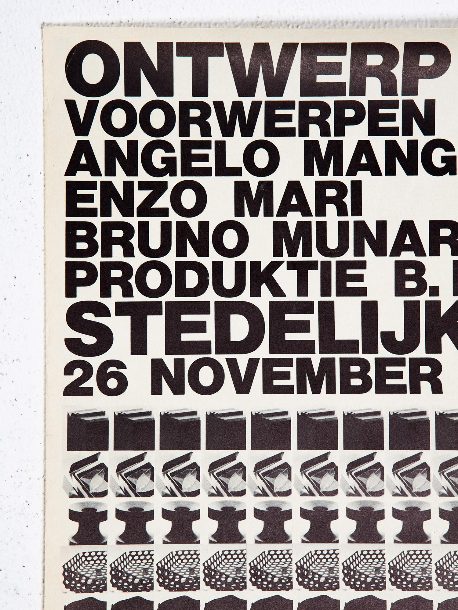 Metà XX secolo Mostra di Enzo Mari Danese Stedelijk Museum Manifesto originale, 1966 in vendita