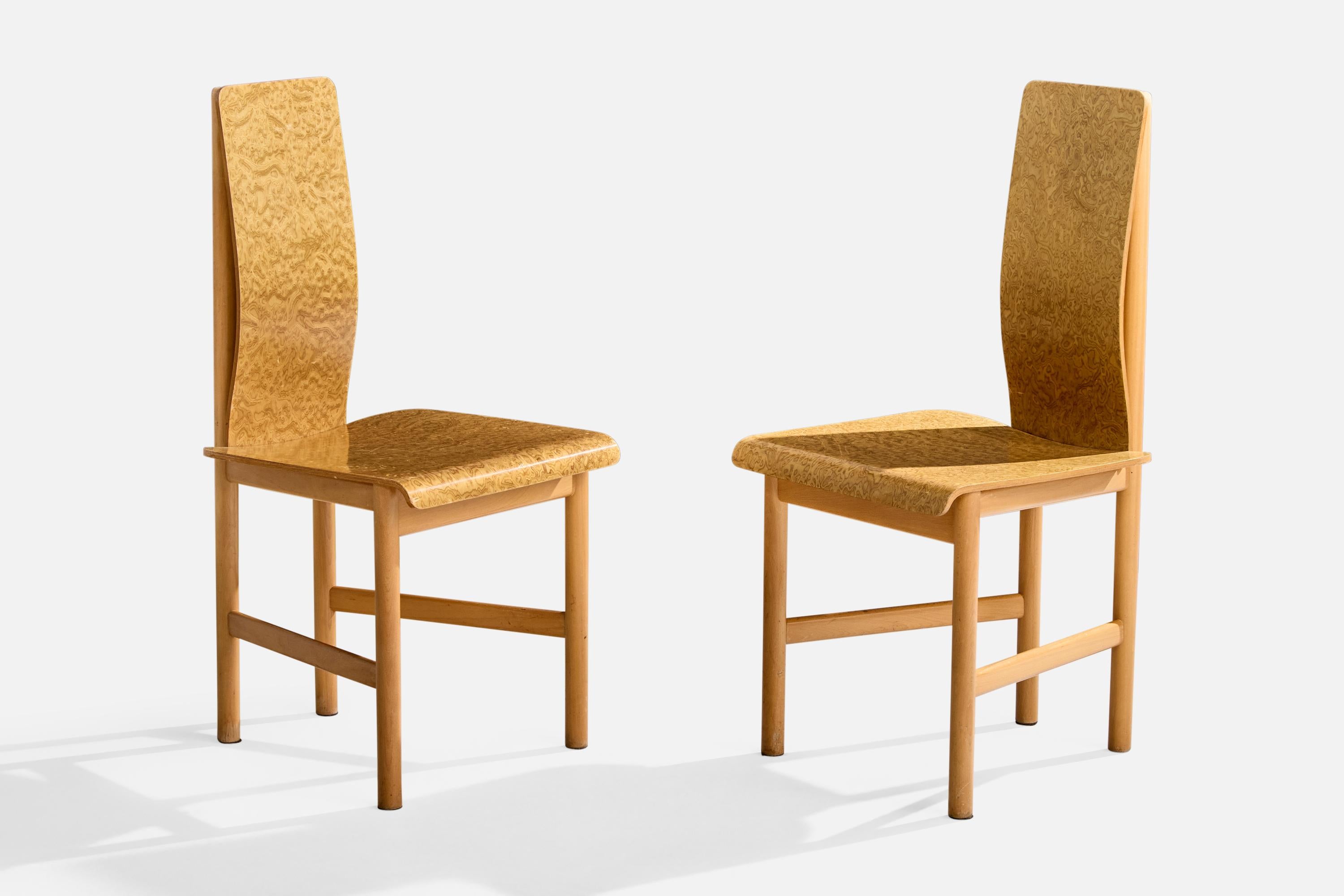 Legno Enzo Mari, Sedie da sala da pranzo, compensato, Beeche, Italia, anni '80 in vendita