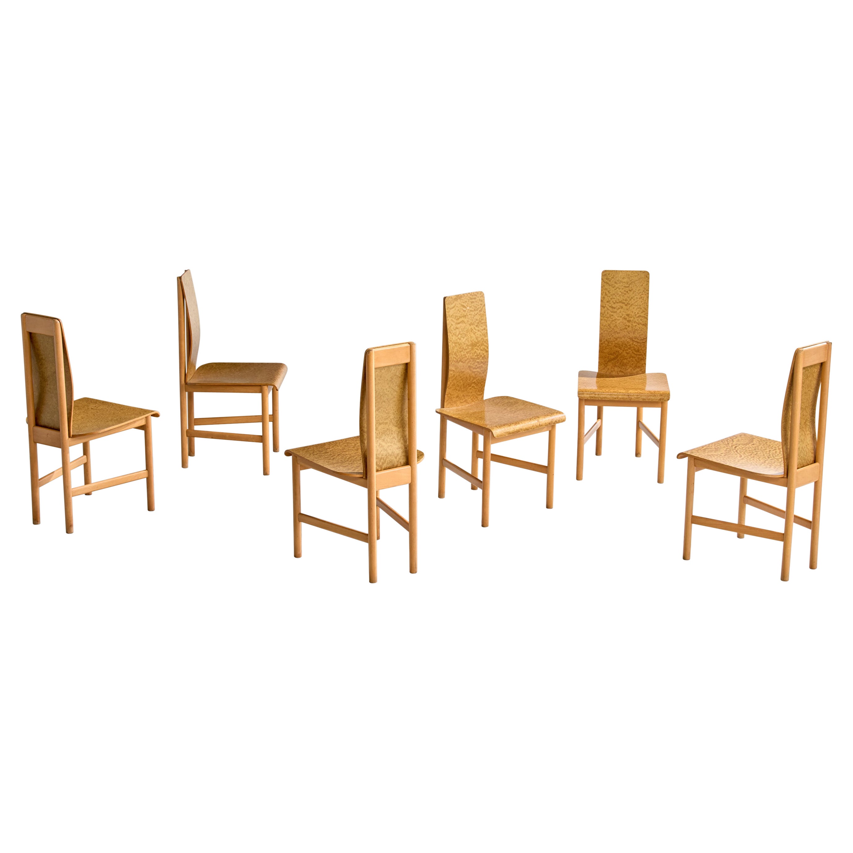 Enzo Mari, Sedie da sala da pranzo, compensato, Beeche, Italia, anni '80