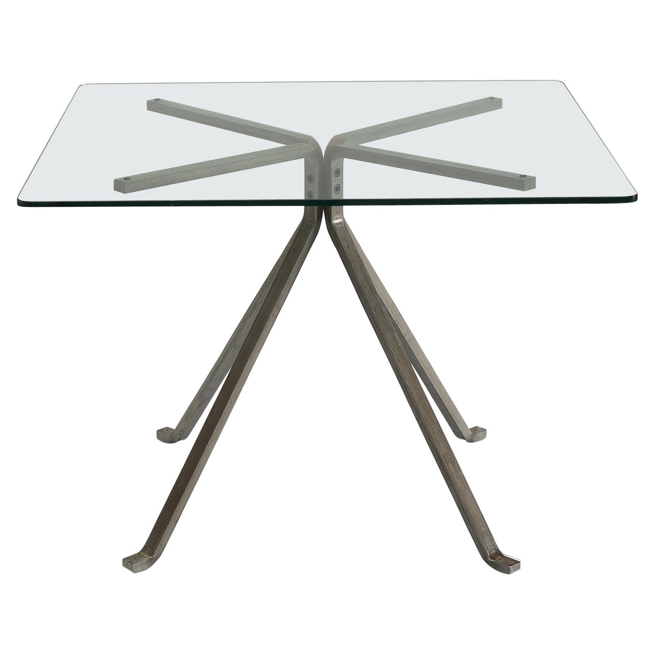 Enzo Mari for Driade 'Cugino' Table in Glass and Brushed Steel