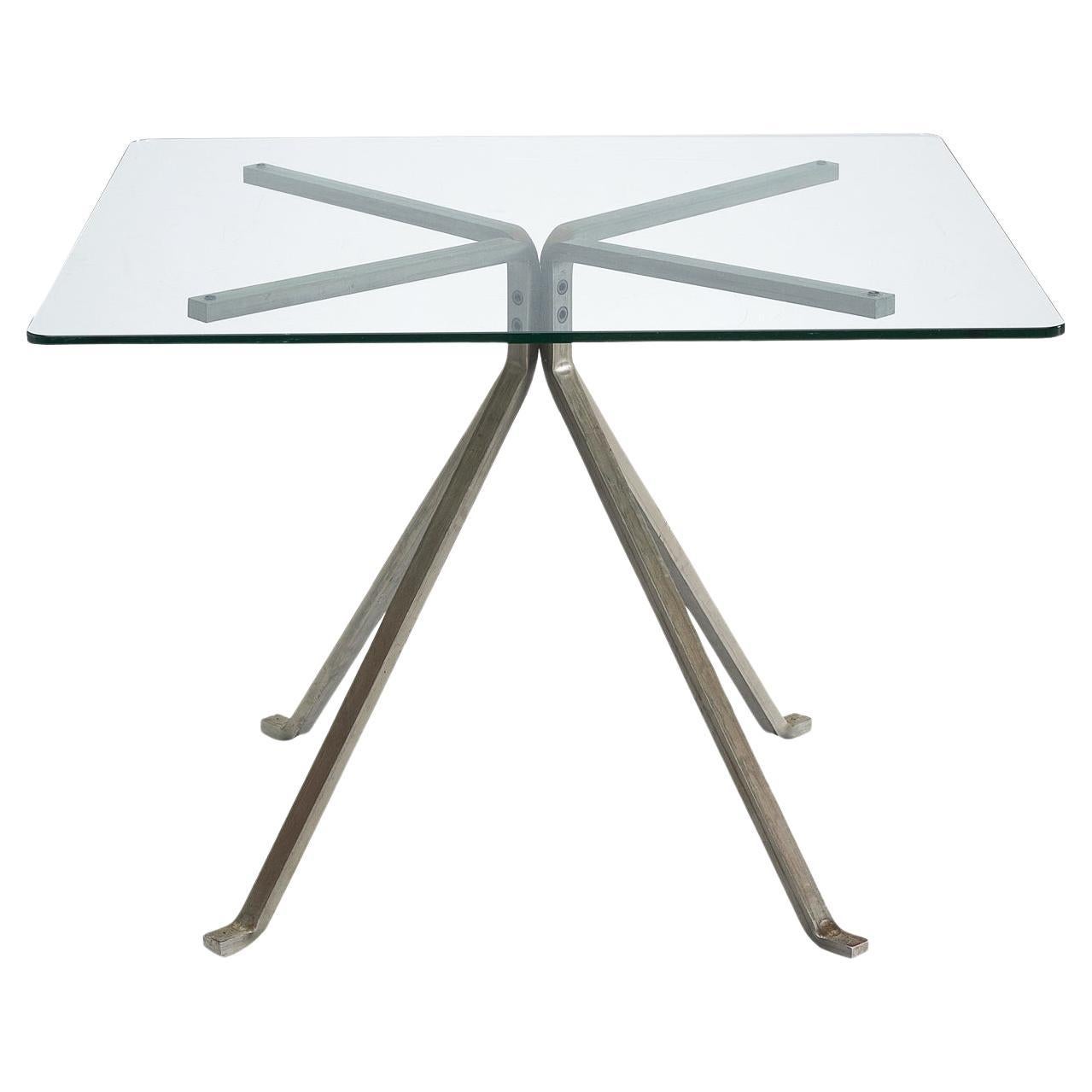 Enzo Mari for Driade 'Cugino' Table in Glass and Brushed Steel 