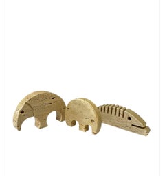 Enzo Mari for Fratelli Manelli Travertine Animal Sculptures, 1970
