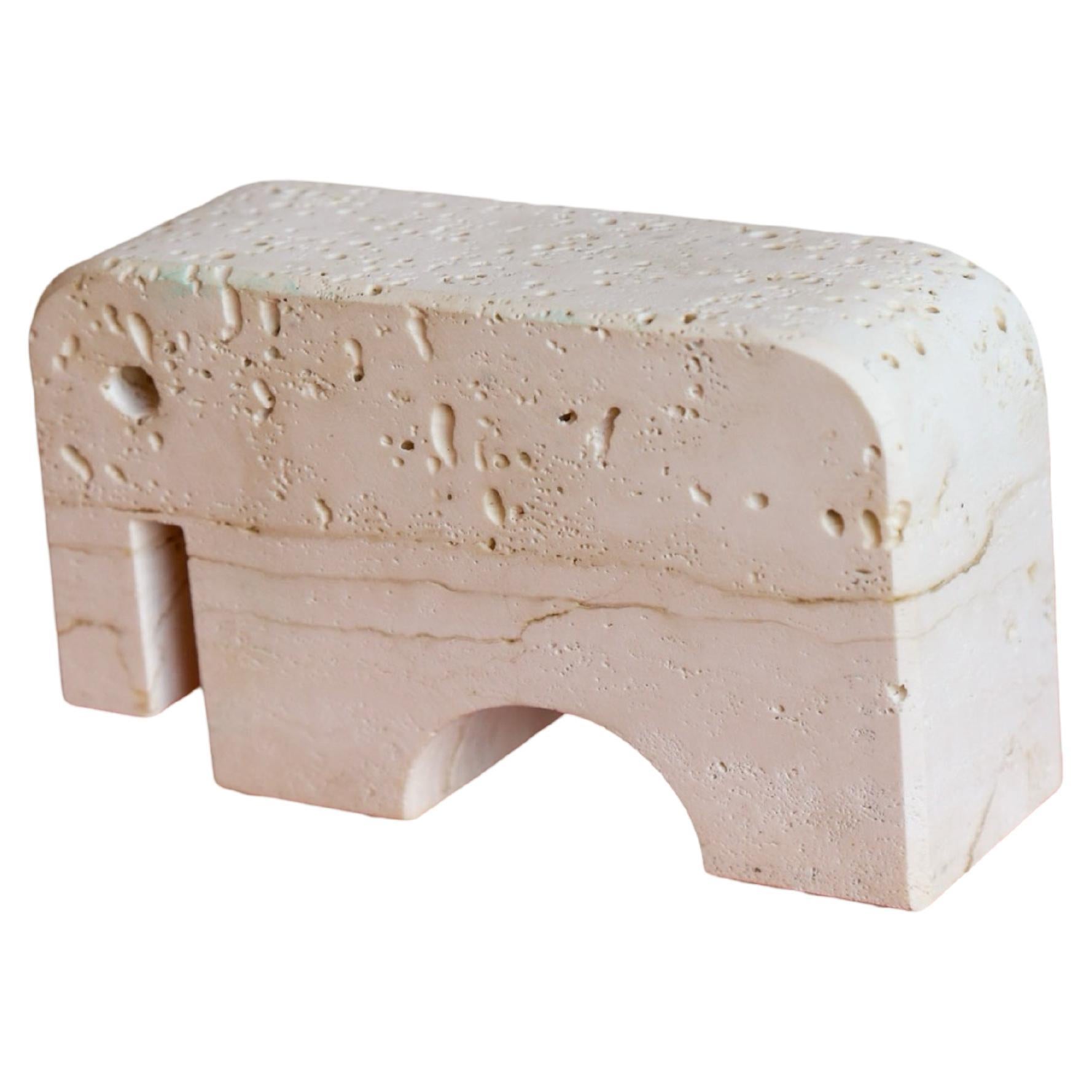 Escultura de elefante de travertino de Enzo Mari para Fratelli Mannelli