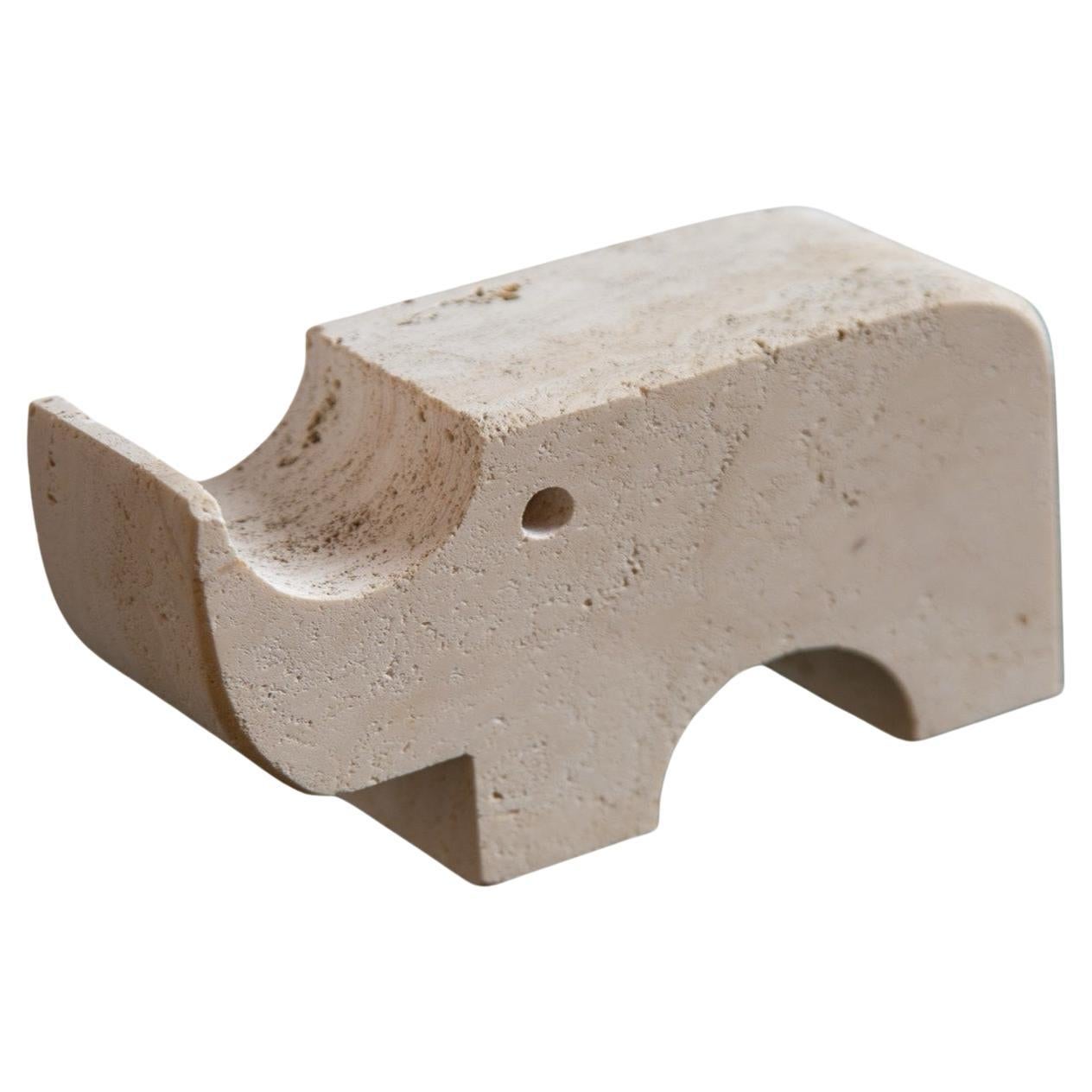 Enzo Mari para Fratelli Mannelli Escultura de rinoceronte de travertino