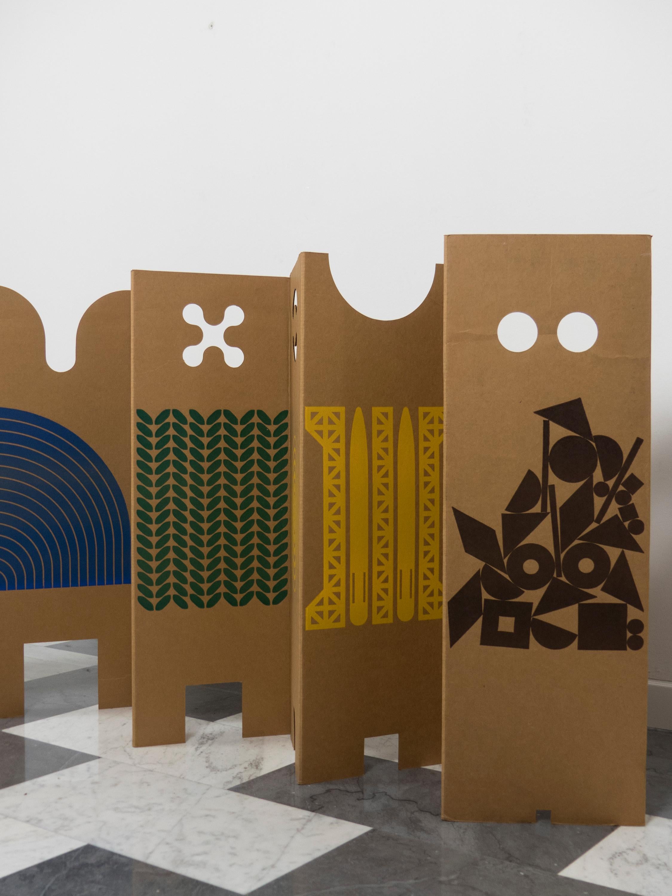Enzo Mari „Il Posto Dei Giochi“ Siebdruck für Danese, klappbarer Raumteiler, 1967 4