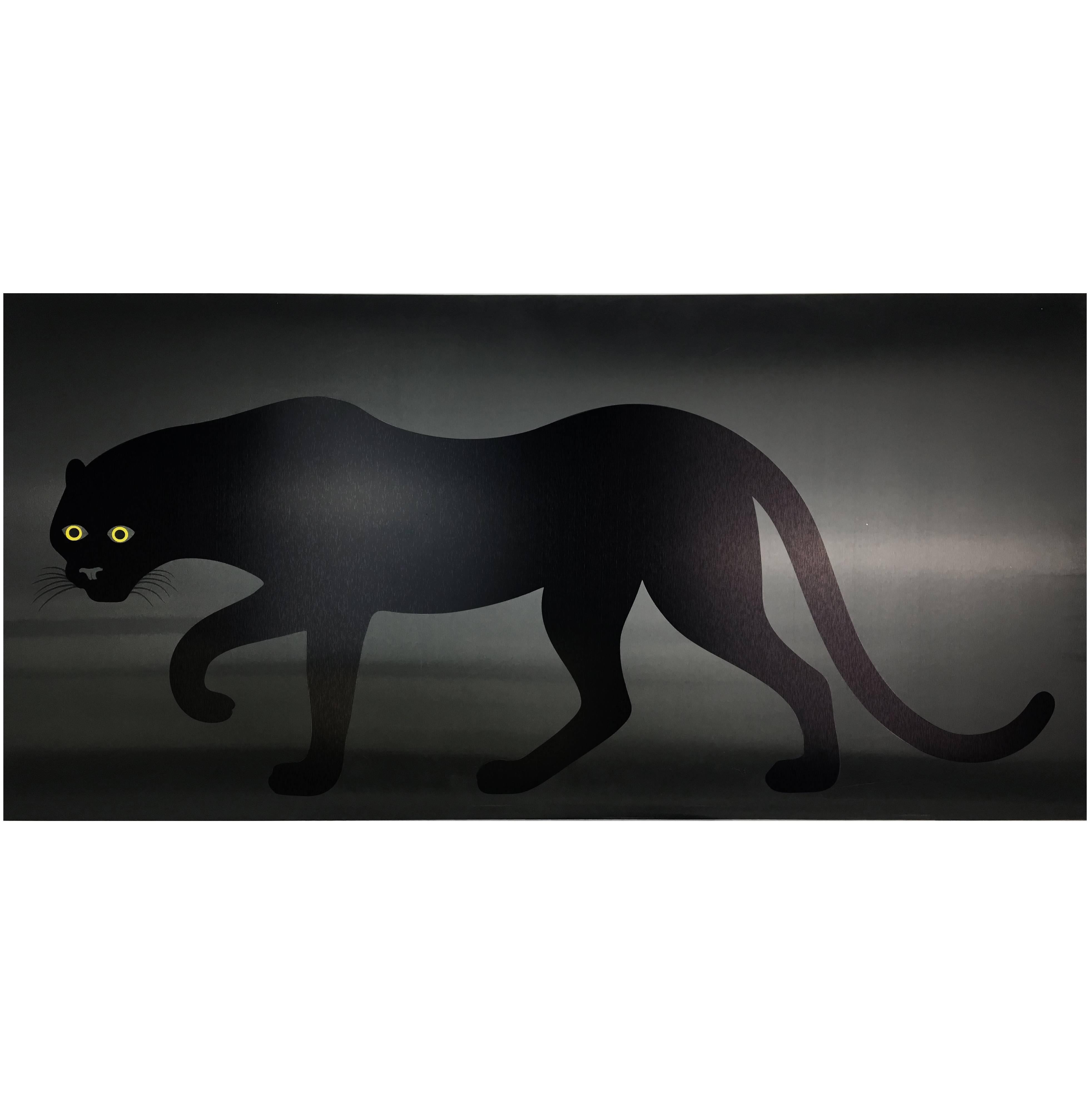 Enzo Mari Panther Poster on Black Plastic For Sale