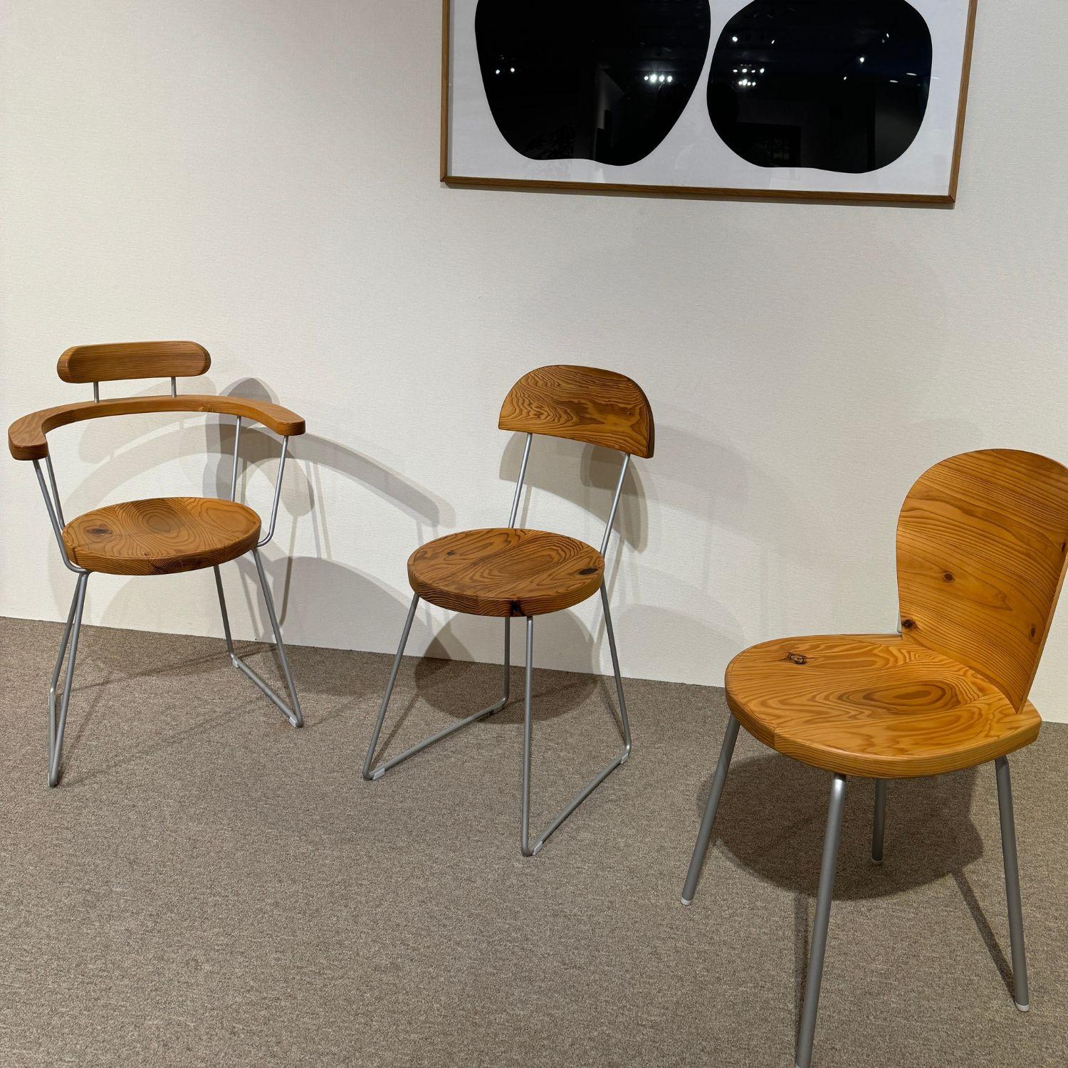 Chaise de salle à manger 'Po' d'Enzo Mari en cèdre japonais teinté foncé et acier pour Hida en vente 3