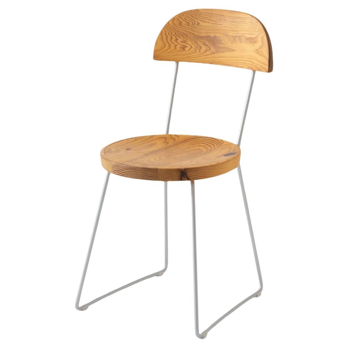 Enzo Mari 'Po' Dining Chair in Natural Japanese Cedar and Steel for Hida For Sale