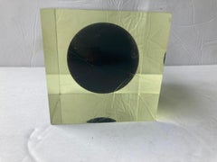 Enzo Mari, Rare Cube Resin with Black Ball Sphere, Sculpture/Paperweight