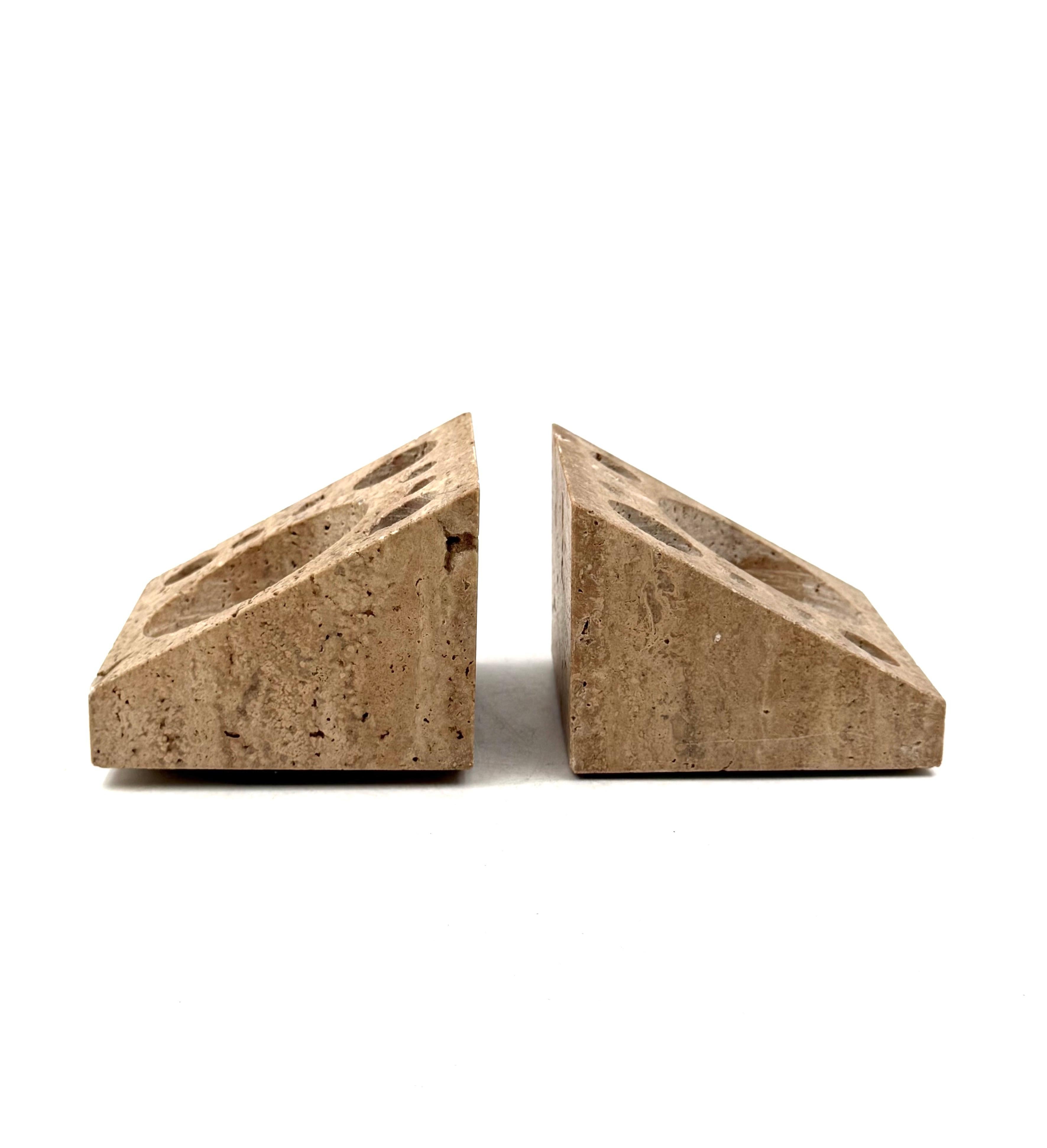 Enzo Mari, Set of 2 travertine desk organizers, Danese Italy 1970s im Angebot 4
