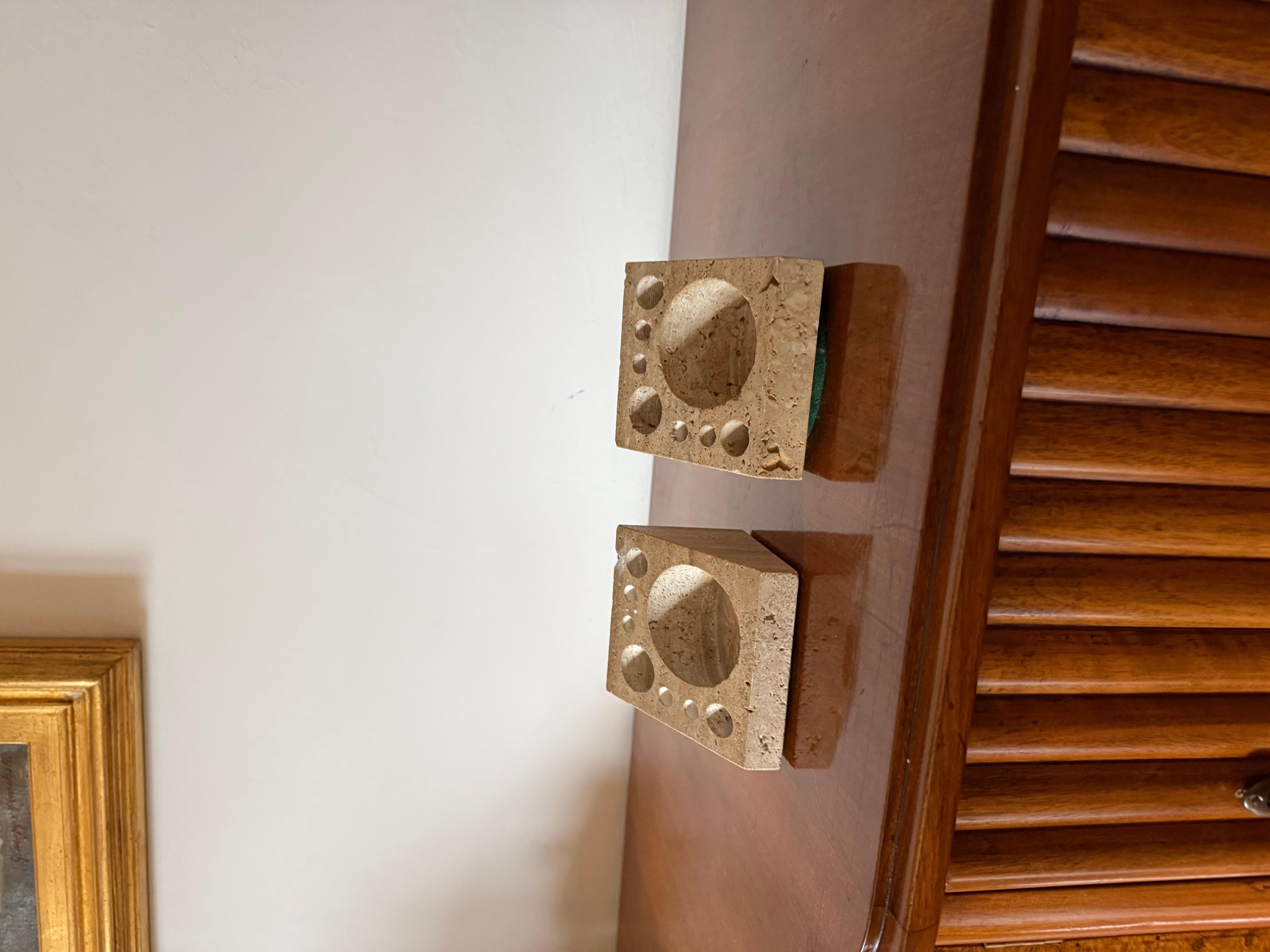 Enzo Mari, Set of 2 travertine desk organizers, Danese Italy 1970s (Moderne der Mitte des Jahrhunderts) im Angebot