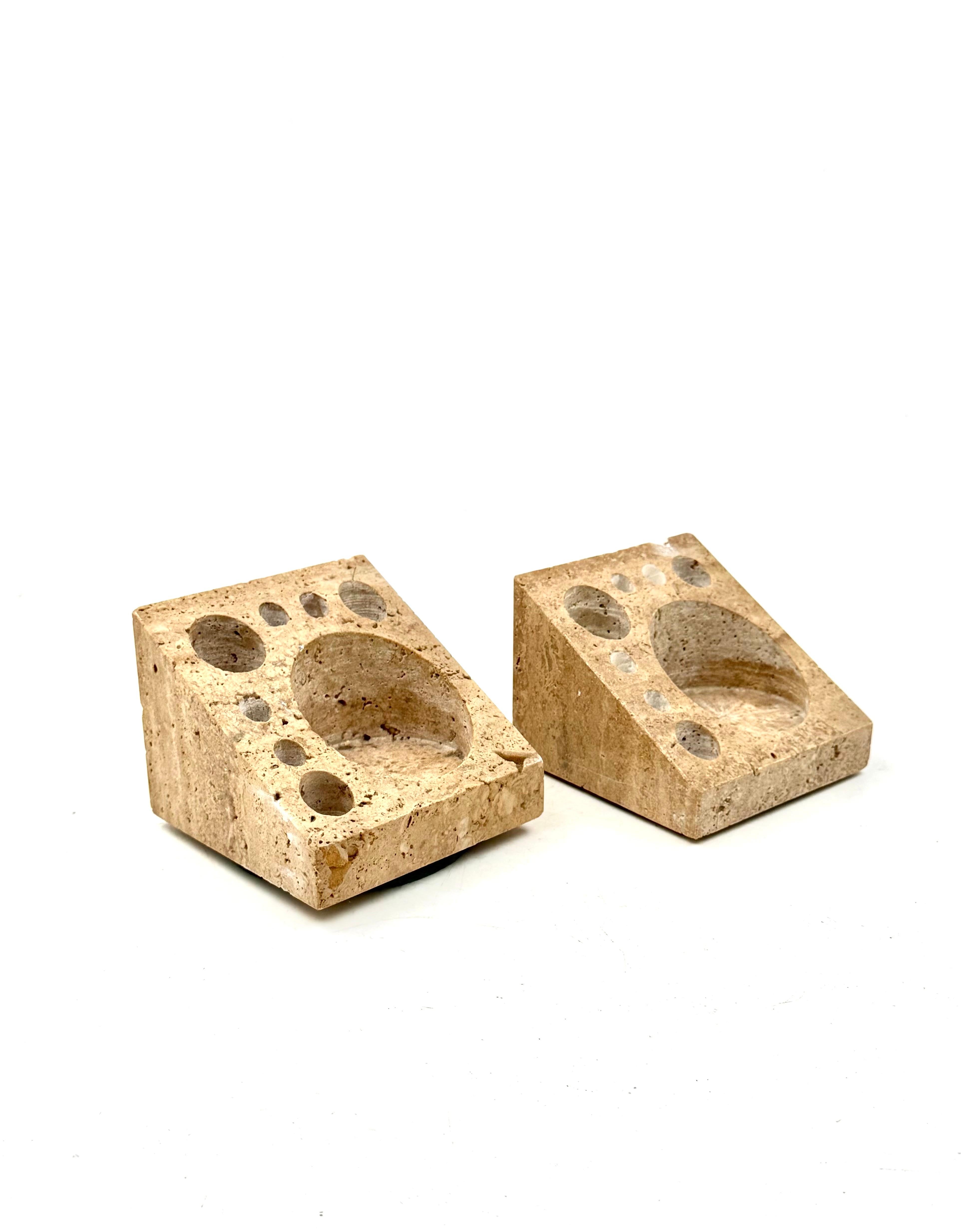 Enzo Mari, Set of 2 travertine desk organizers, Danese Italy 1970s im Zustand „Hervorragend“ im Angebot in Firenze, IT