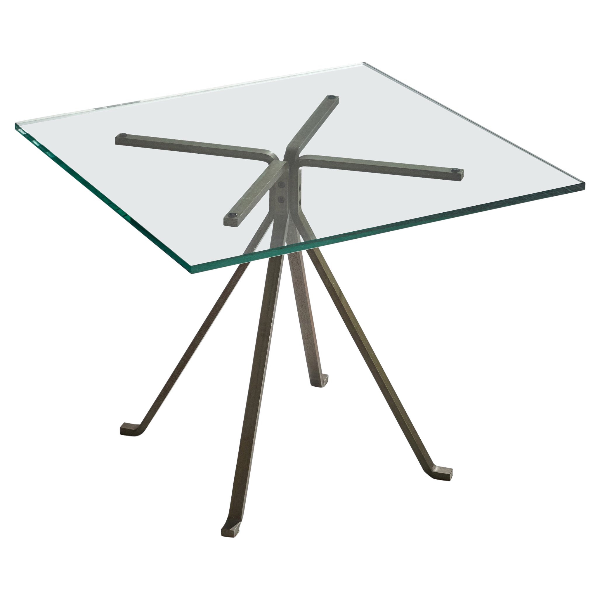 Enzo Mari, Side Table, Steel, Glass, Italy, 1976