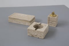 Enzo Mari Travertine and Brass Smoking Set
