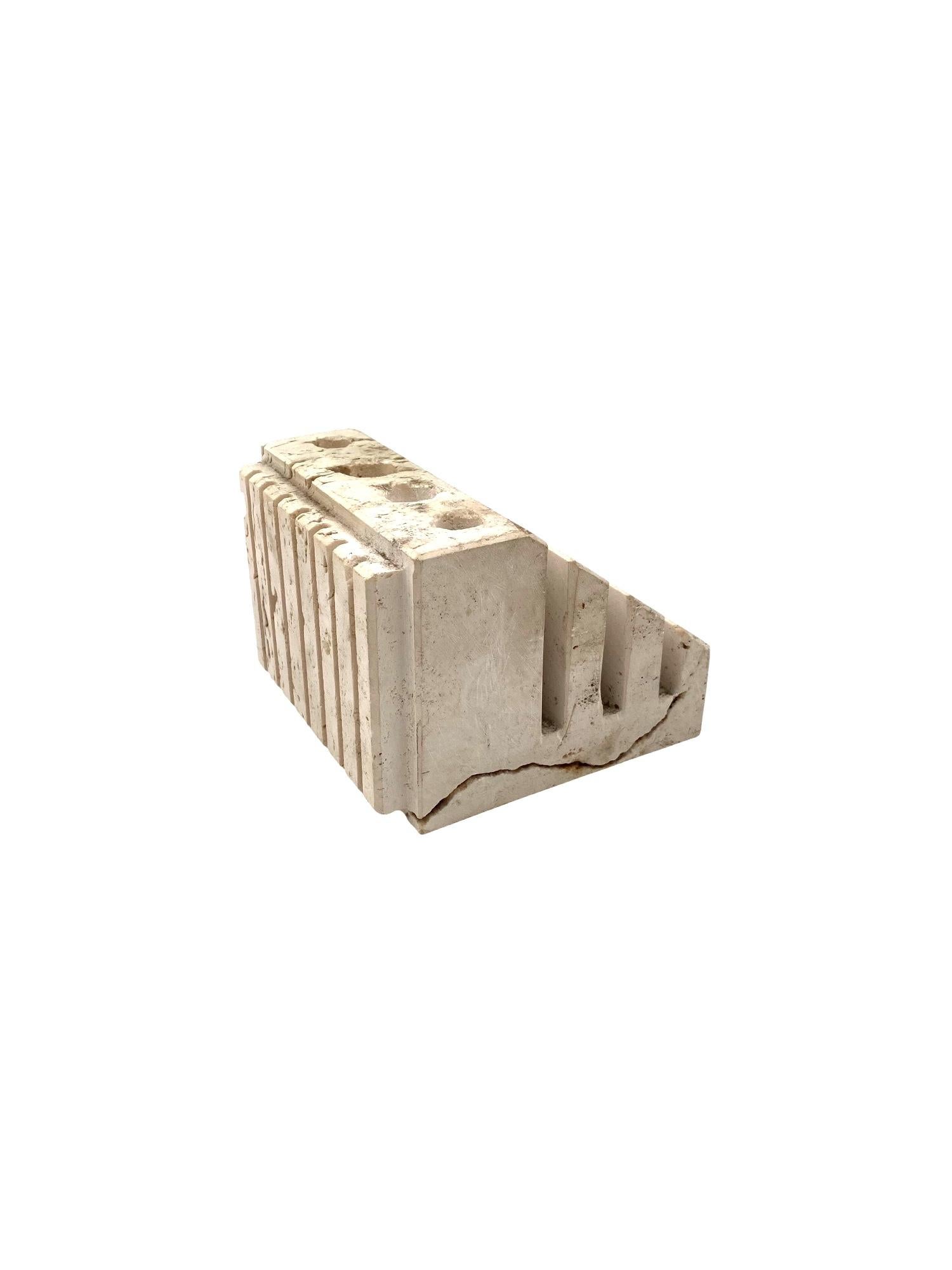 Enzo Mari, Travertine desk organizer, Fratelli Mannelli Italy 1970s For Sale 4