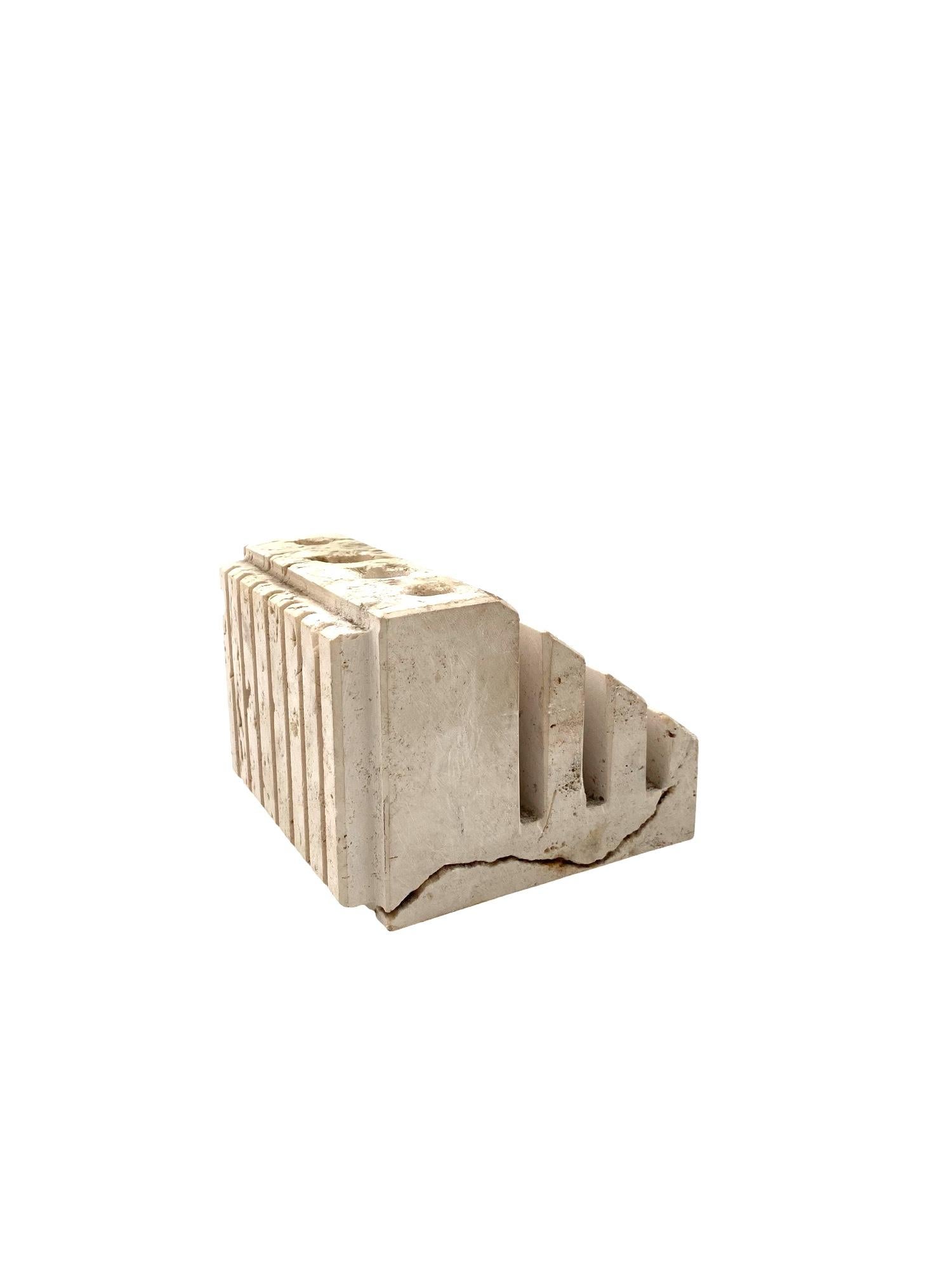 Enzo Mari, Travertine desk organizer, Fratelli Mannelli Italy 1970s For Sale 5