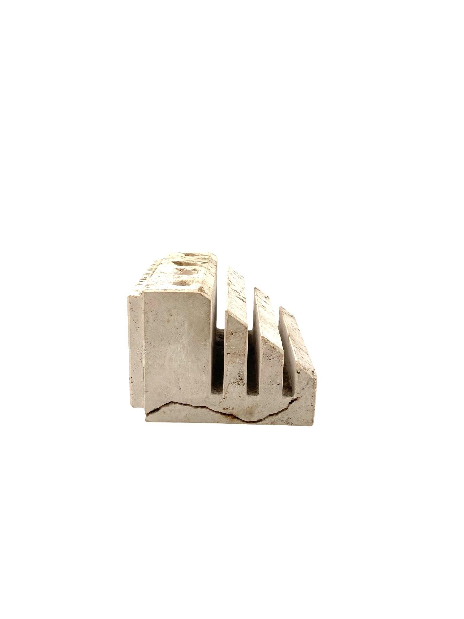 Enzo Mari, Travertine desk organizer, Fratelli Mannelli Italy 1970s For Sale 6