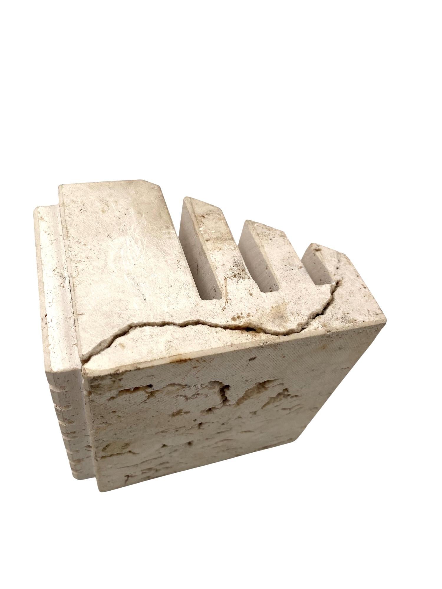 Enzo Mari, Travertine desk organizer, Fratelli Mannelli Italy 1970s For Sale 7