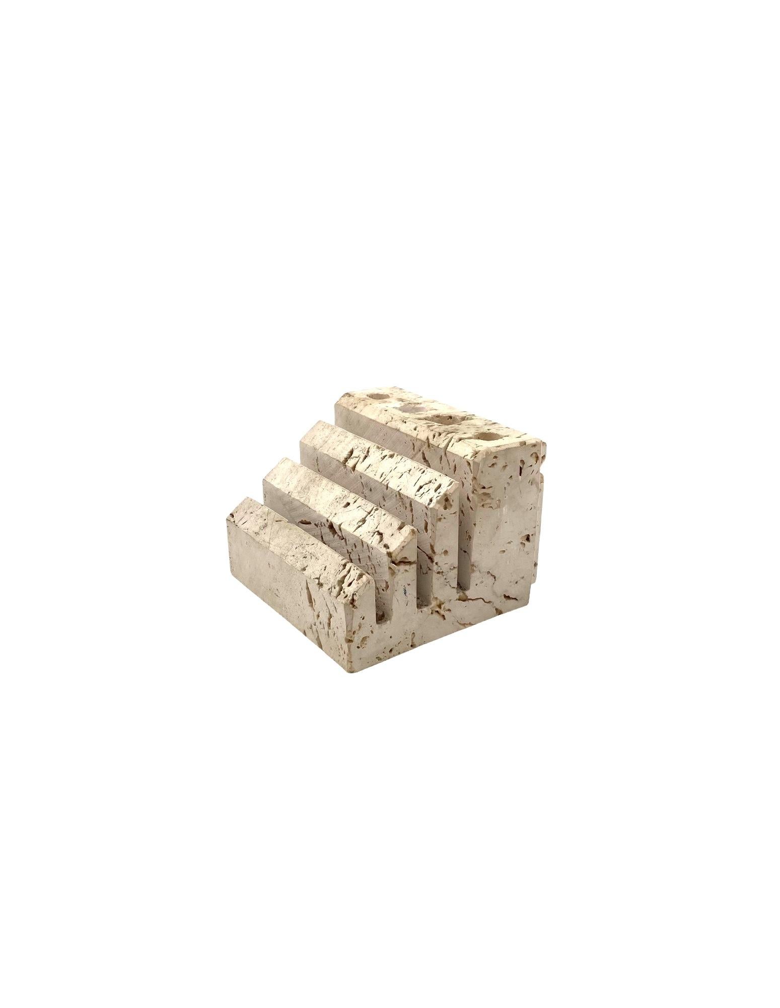 Enzo Mari, Travertine desk organizer, Fratelli Mannelli Italy 1970s For Sale 8