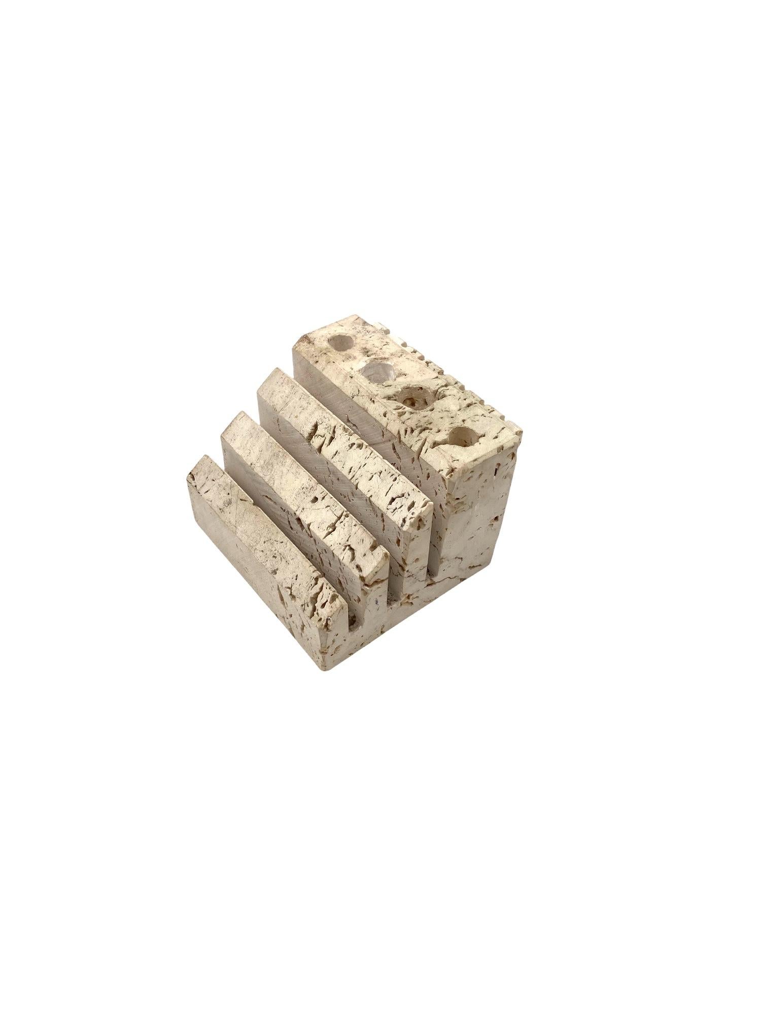 Enzo Mari, Travertine desk organizer, Fratelli Mannelli Italy 1970s For Sale 9
